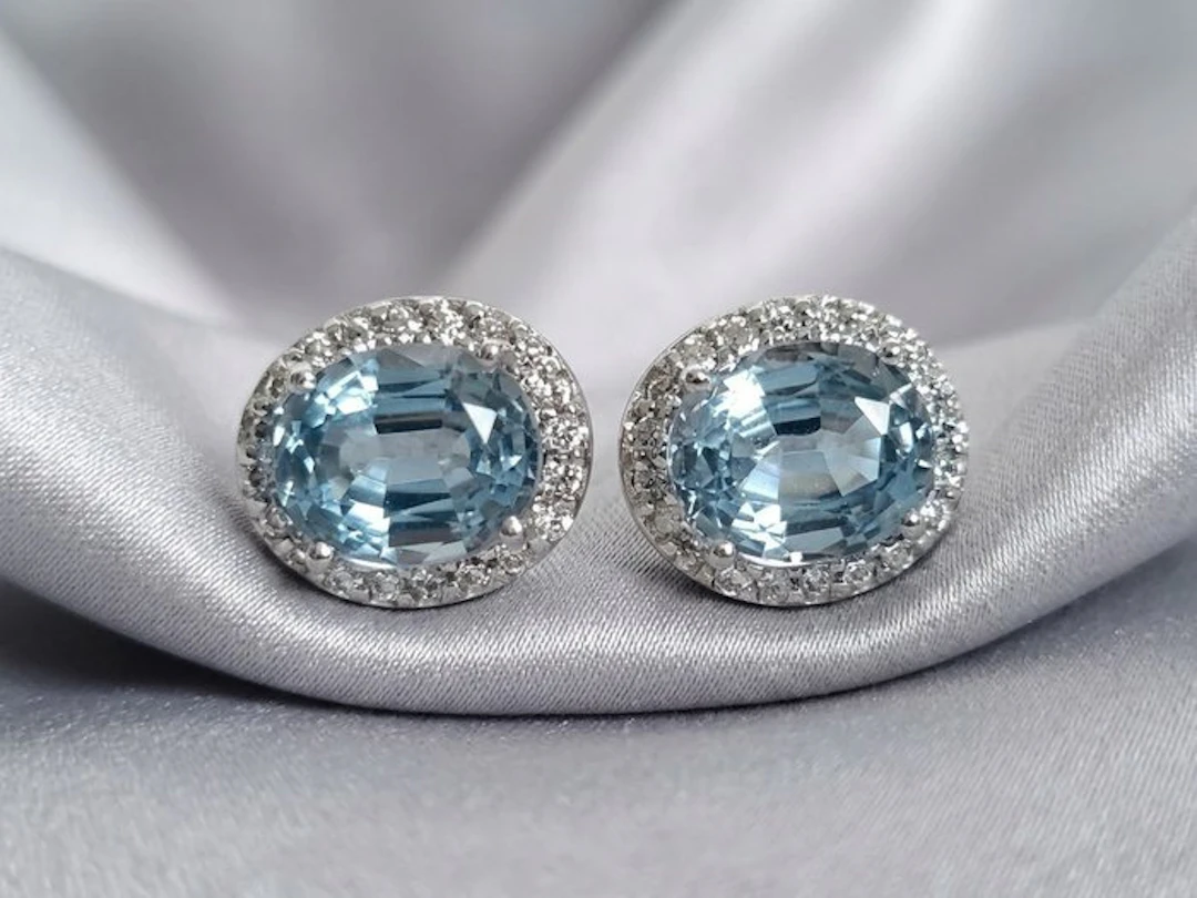 No reserve price - Earrings Silver - 7.70ct. tw. Topaz - Sapphire