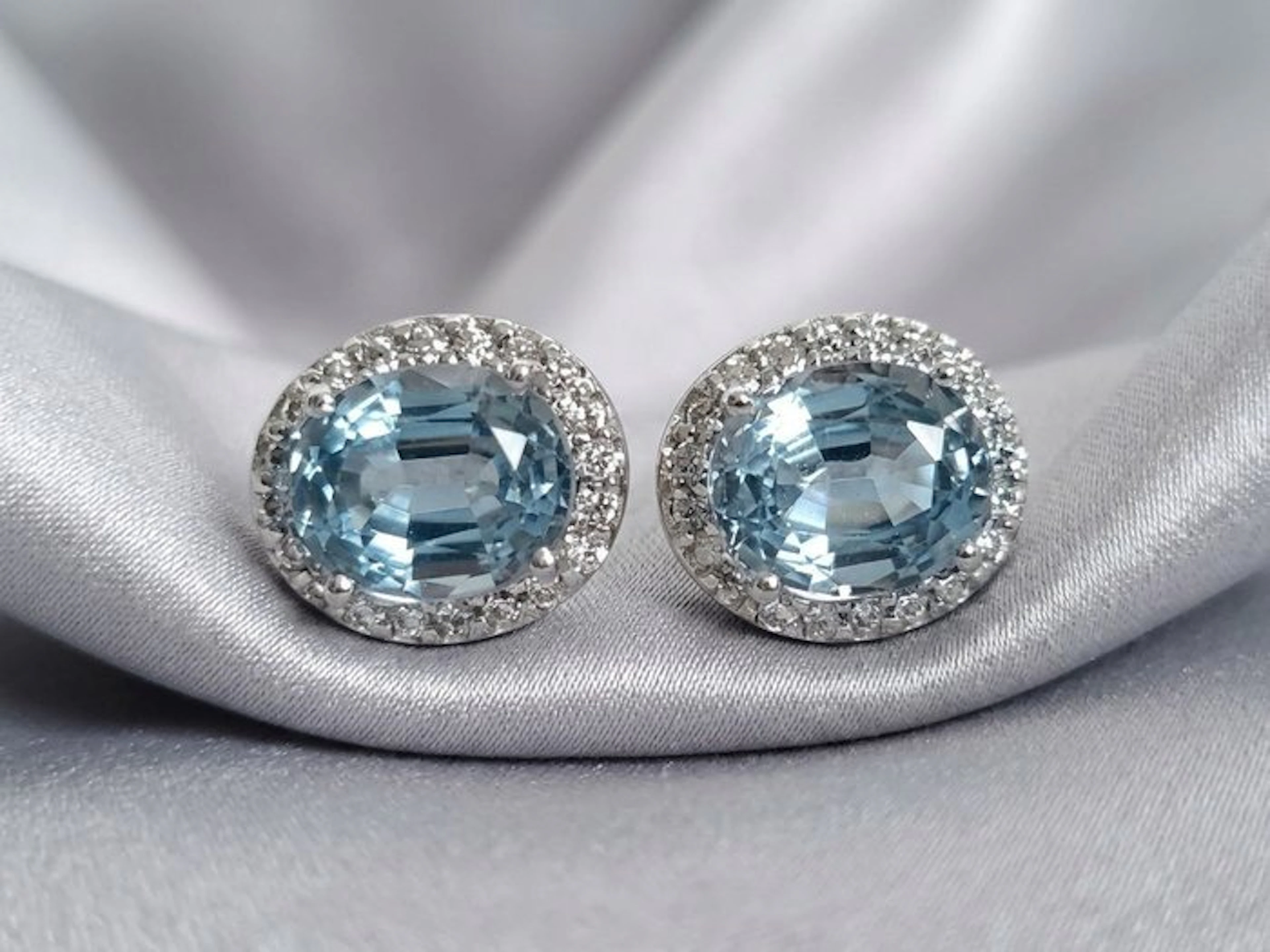 No reserve price - Earrings Silver - 7.70ct. tw. Topaz - Sapphire