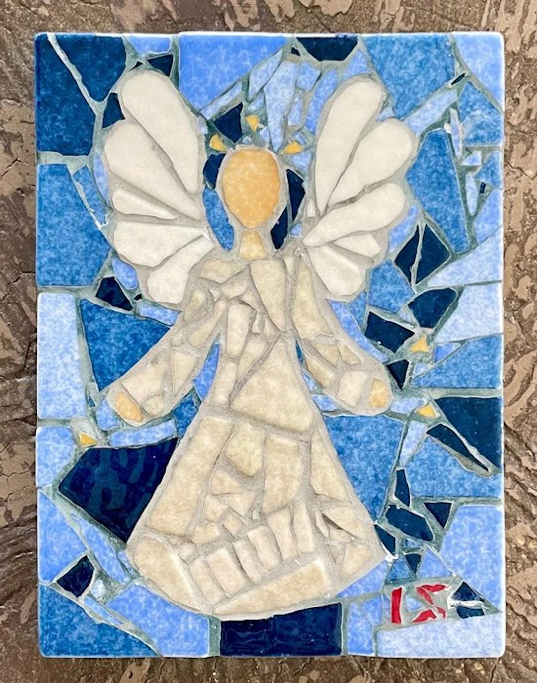 Isabelle Schaller - Art Mosaic - Blue Angel - 21.5 x 28 cm - Ceramic