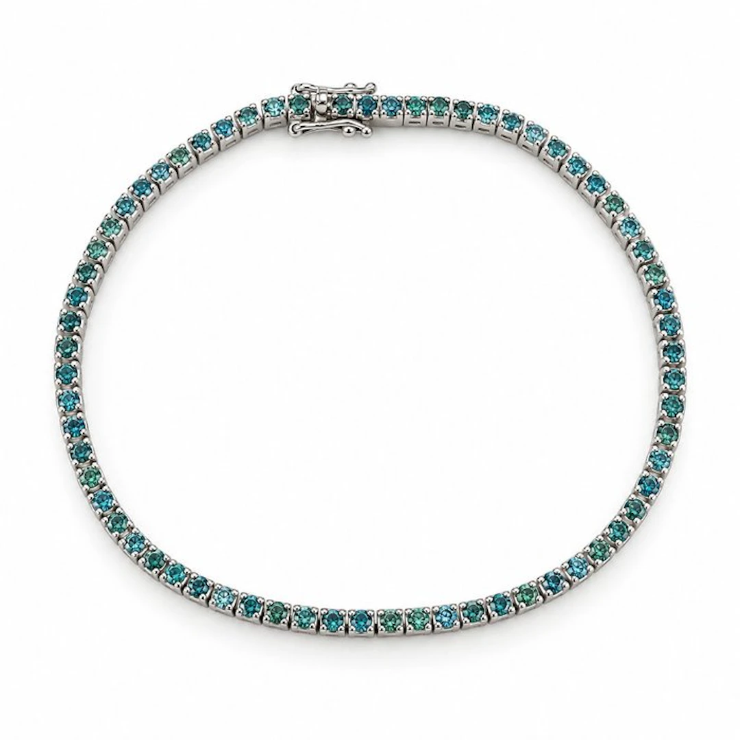 Bracelet - 18 kt. White gold - 2.16ct. tw. Sapphire - Made in Italy - Handmade