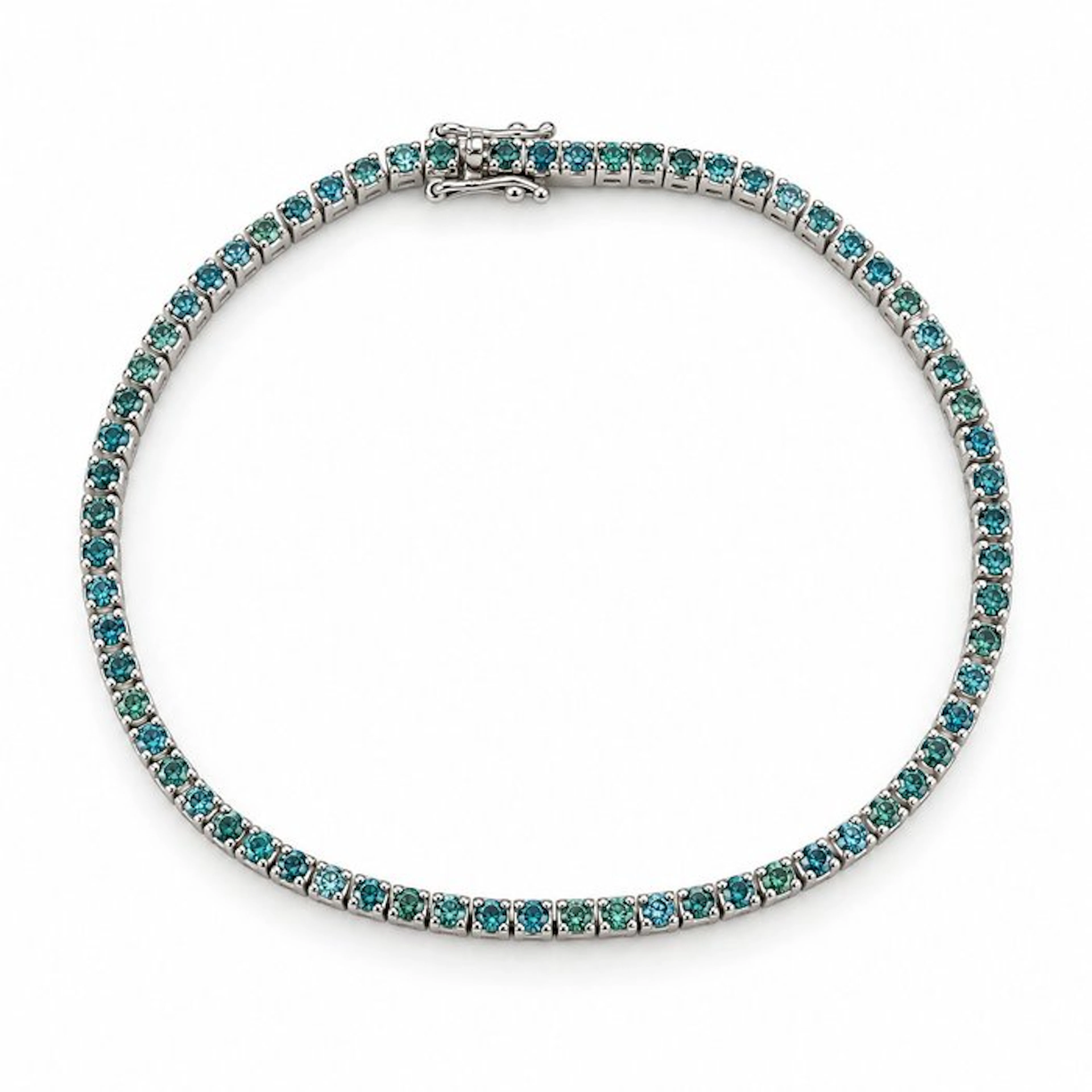 Bracelet - 18 kt. White gold - 2.16ct. tw. Sapphire - Made in Italy - Handmade