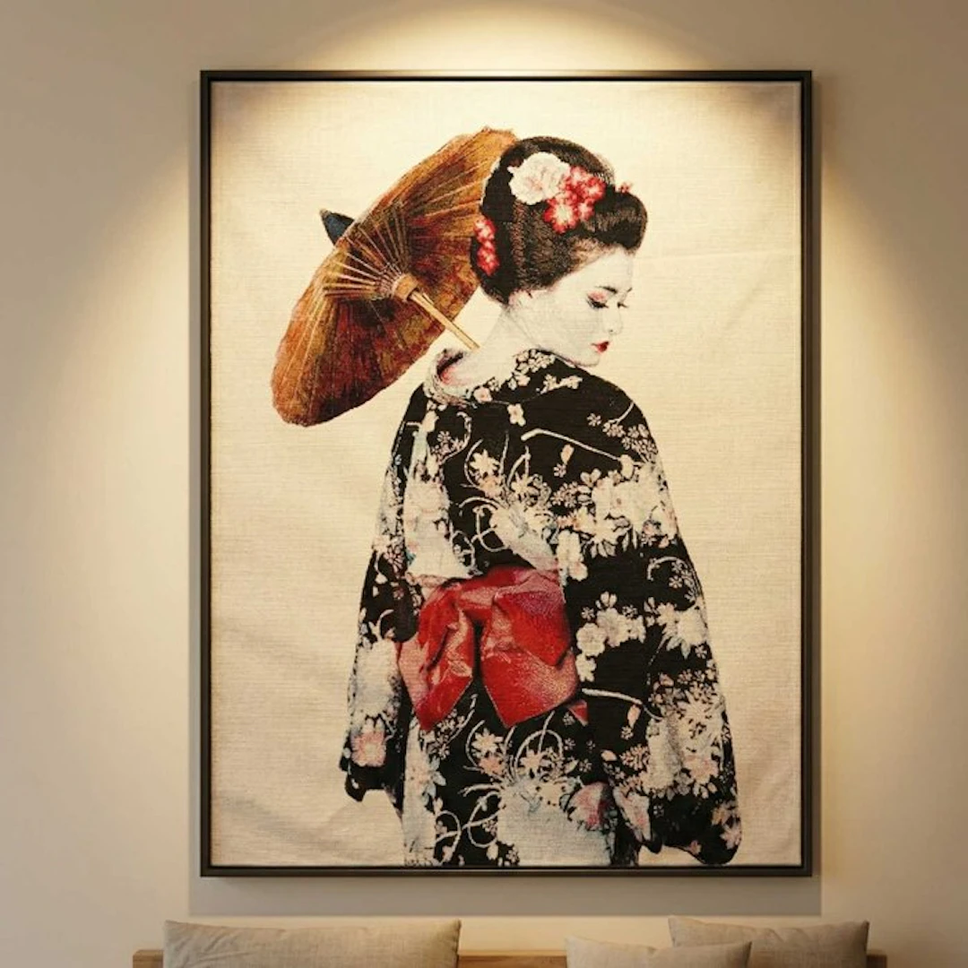 AA164 - Gobelin Tapestry "Geisha with Parasol" - Tapestry - 105 cm - 140 cm