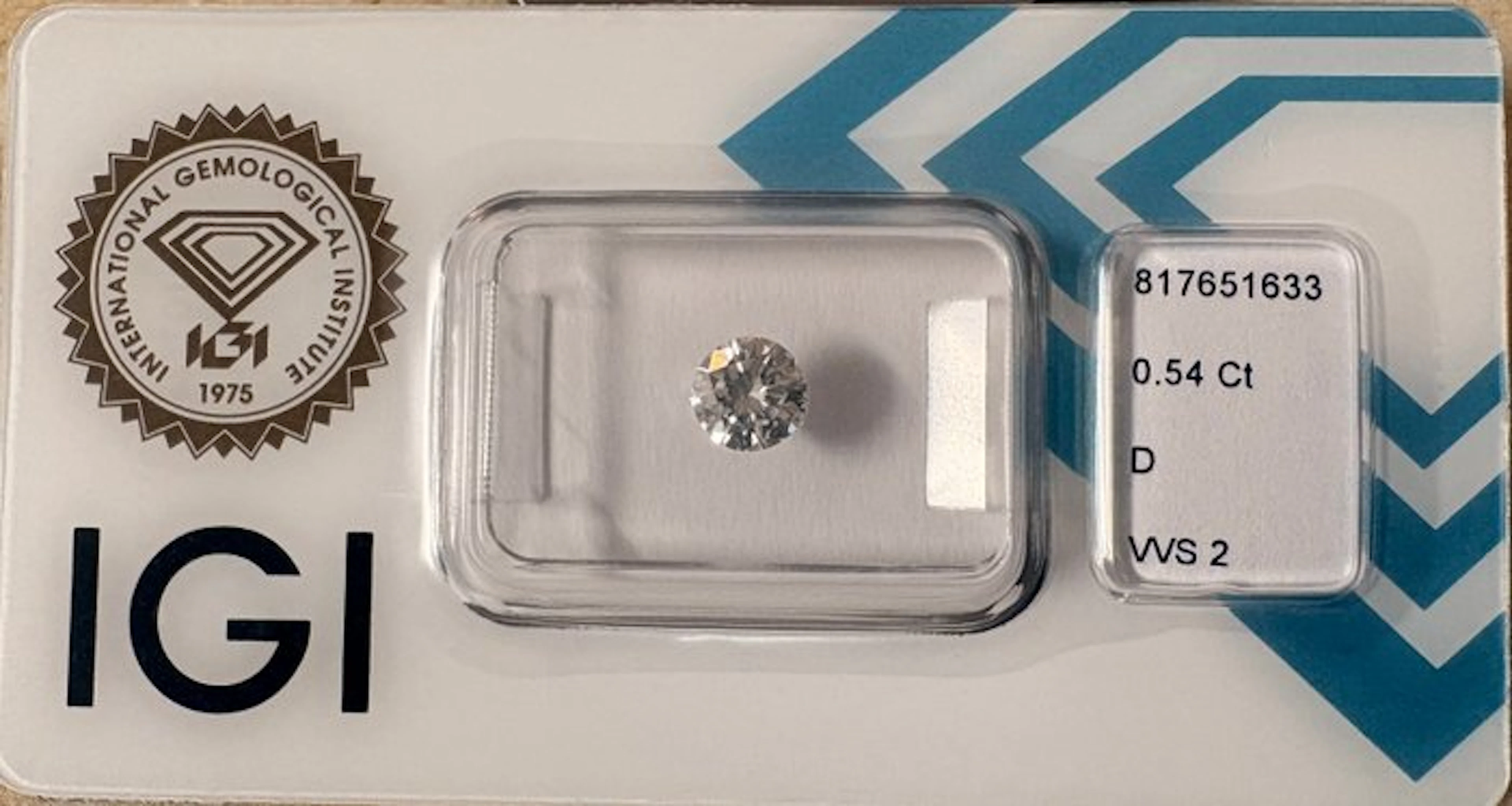 1 pcs Diamond (Natural) - 0.54 ct - Round - D...