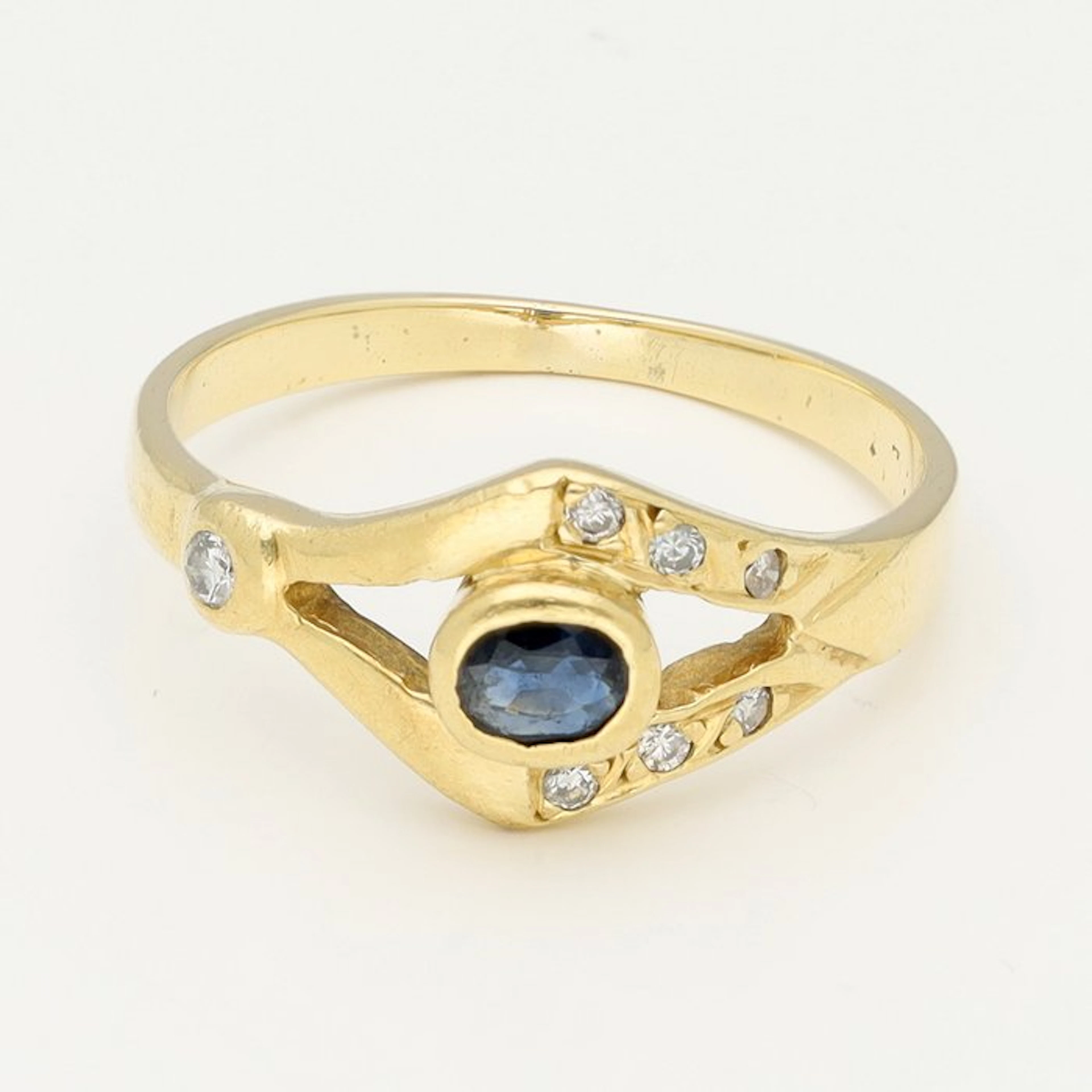Ring - 18 kt. Yellow gold - Diamond - Sapphire