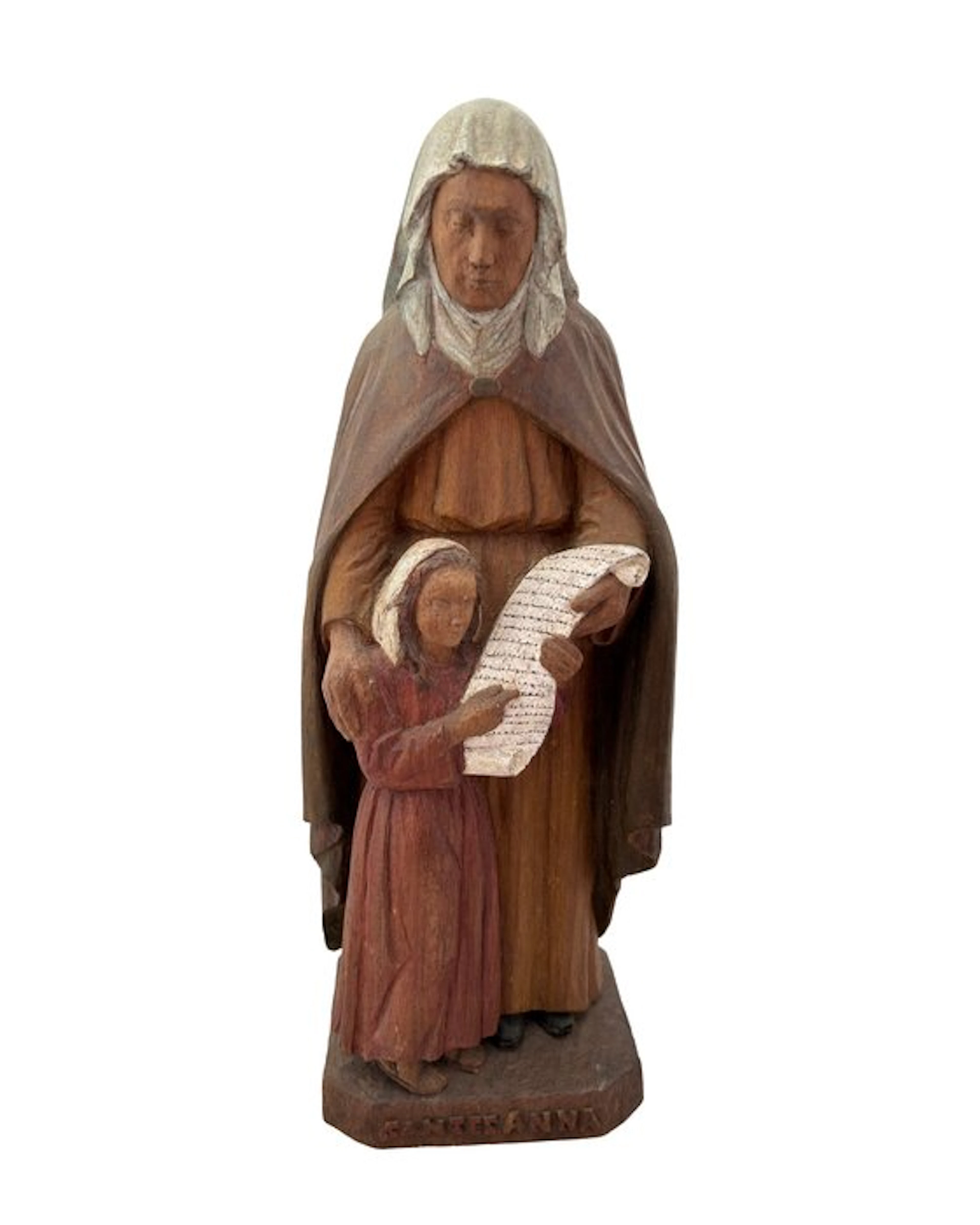 F. Derrien - Statue, Sint Anna met Maria - 35 cm - Wood
