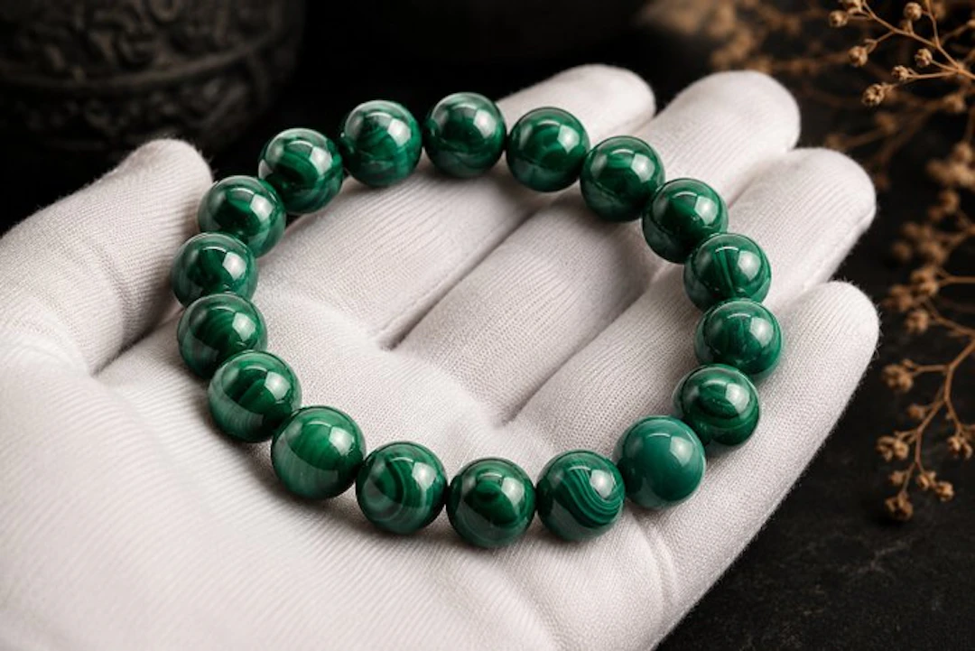 ***NO RESERVE*** Malachite - Power Bracelet - 9,7mm...