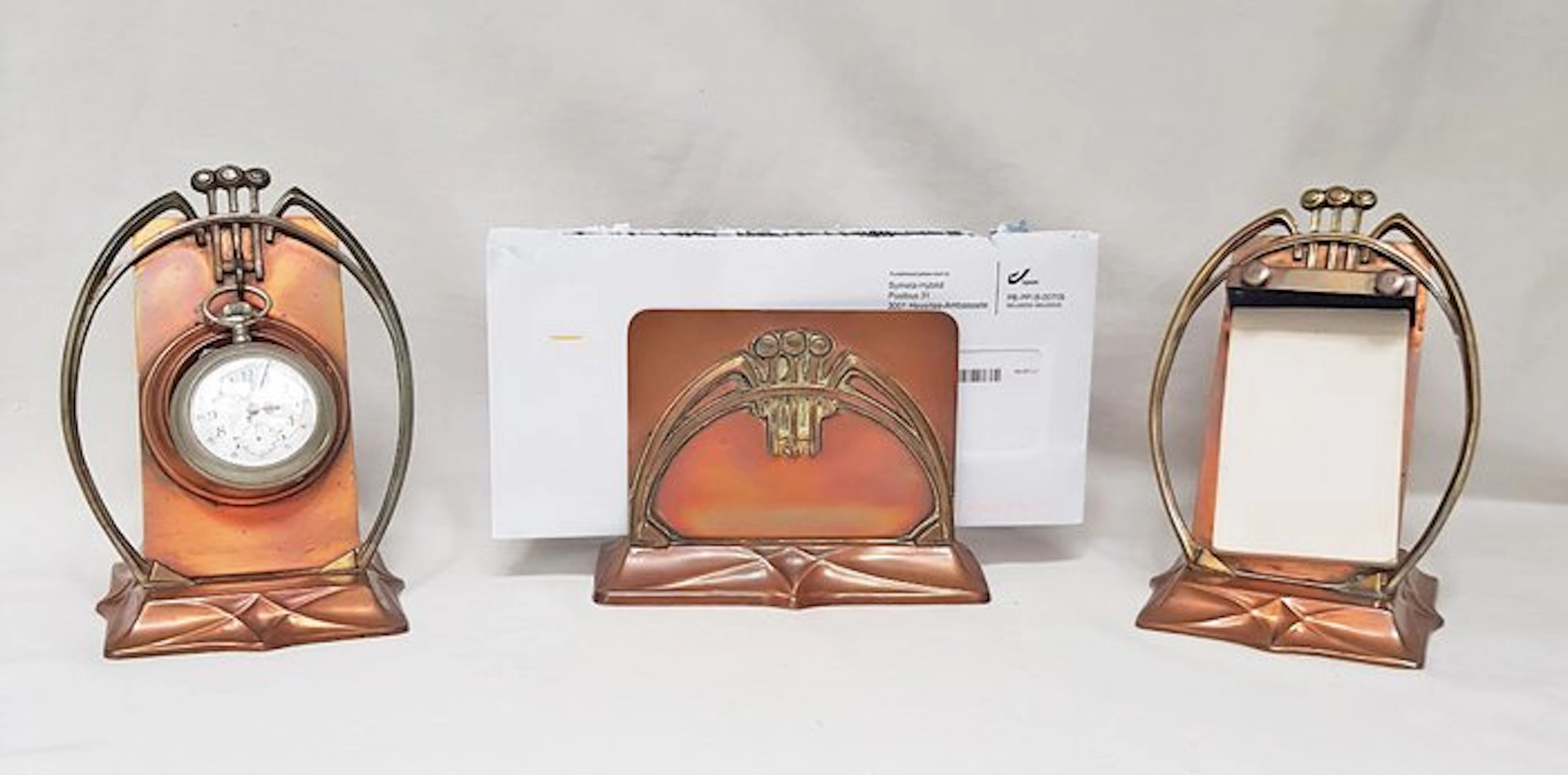 WMF - Desk (3) - Copper and brass - Three-piece desk set for the office