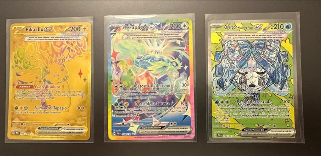 Pokémon - 3 Card - Pikachu ex 179/163 Foil, Full art, Secret rare