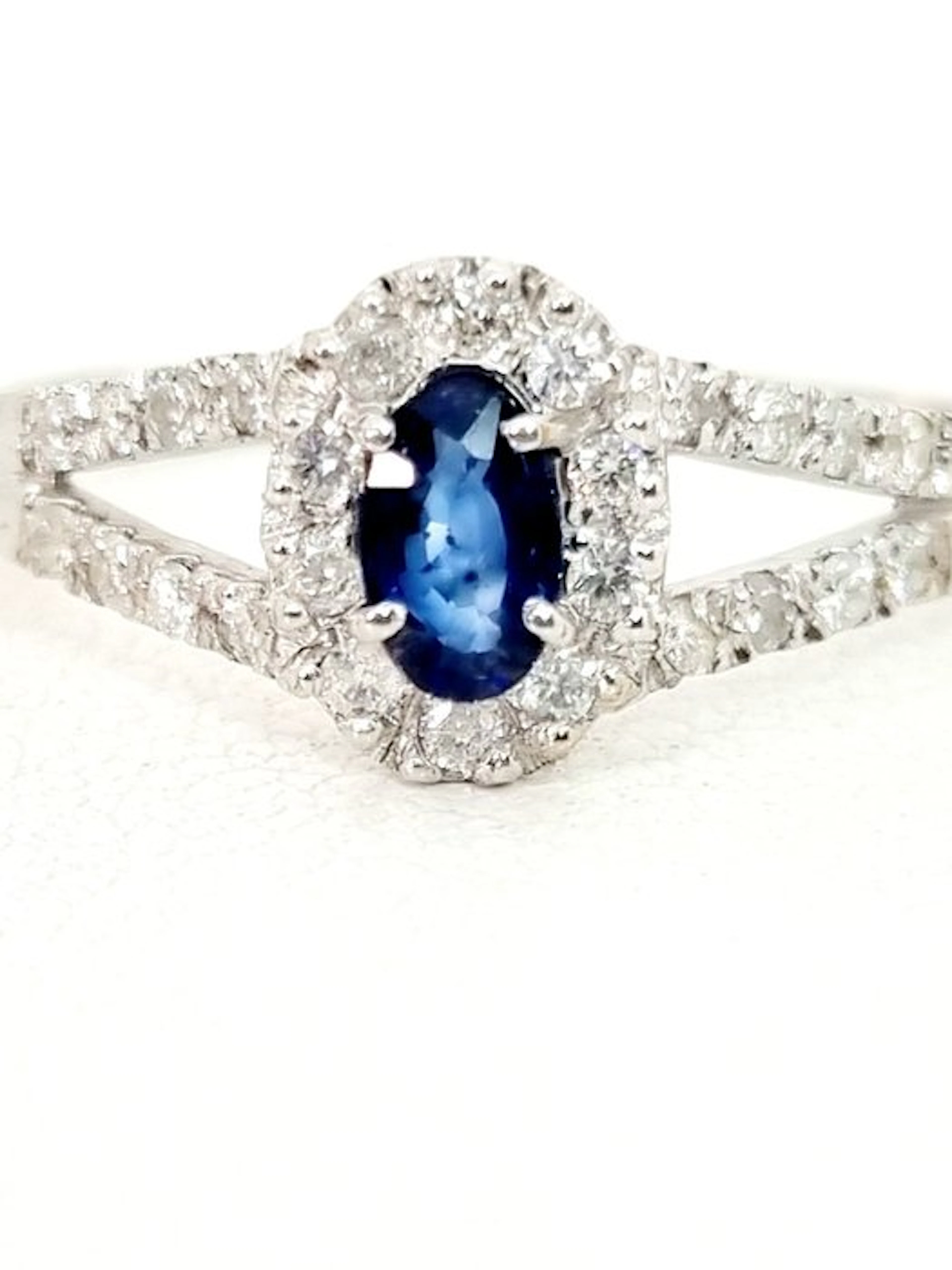 Ring - 18 kt. White gold Sapphire - Diamond