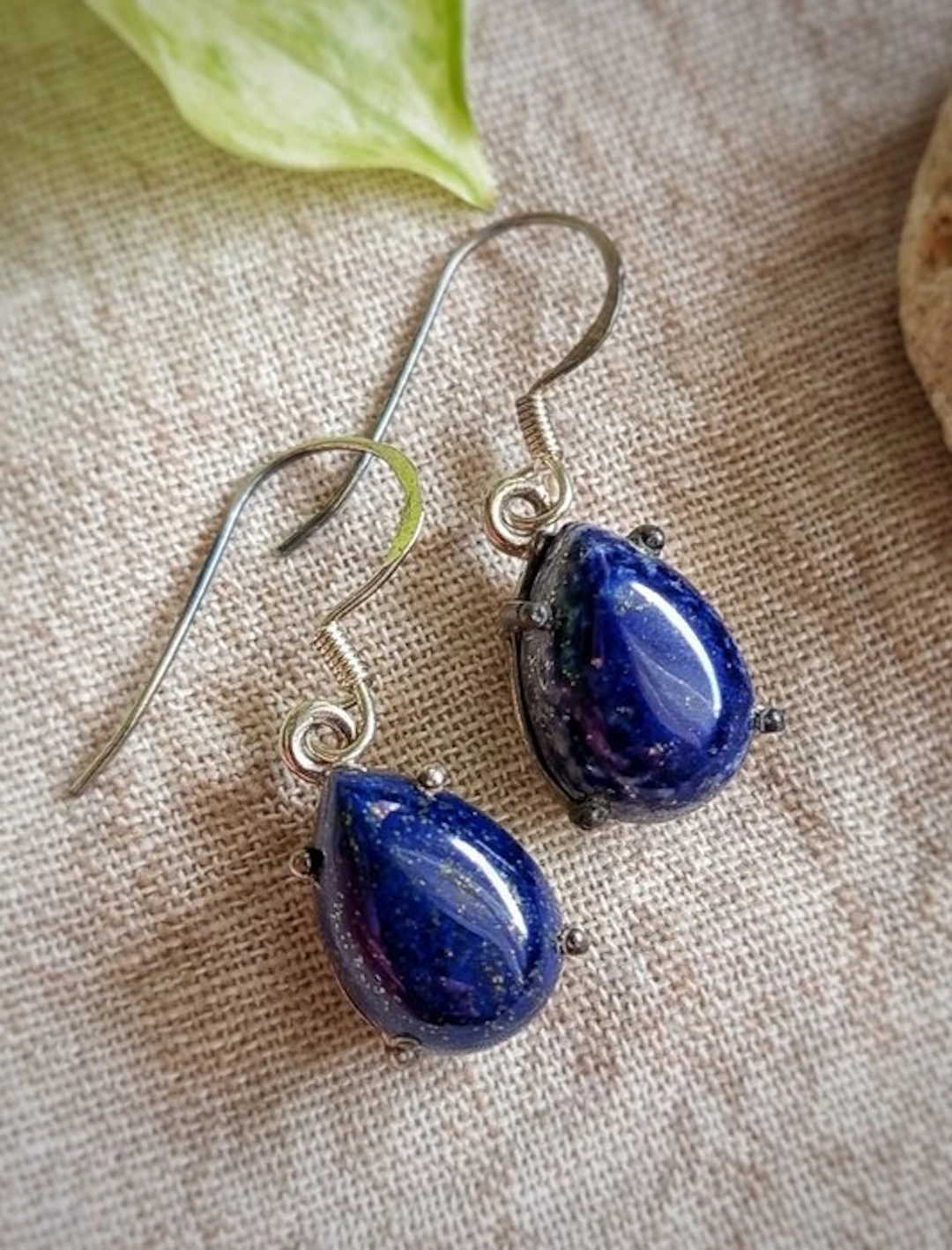 Sterling silver 925 hook earrings with lapis lazuli