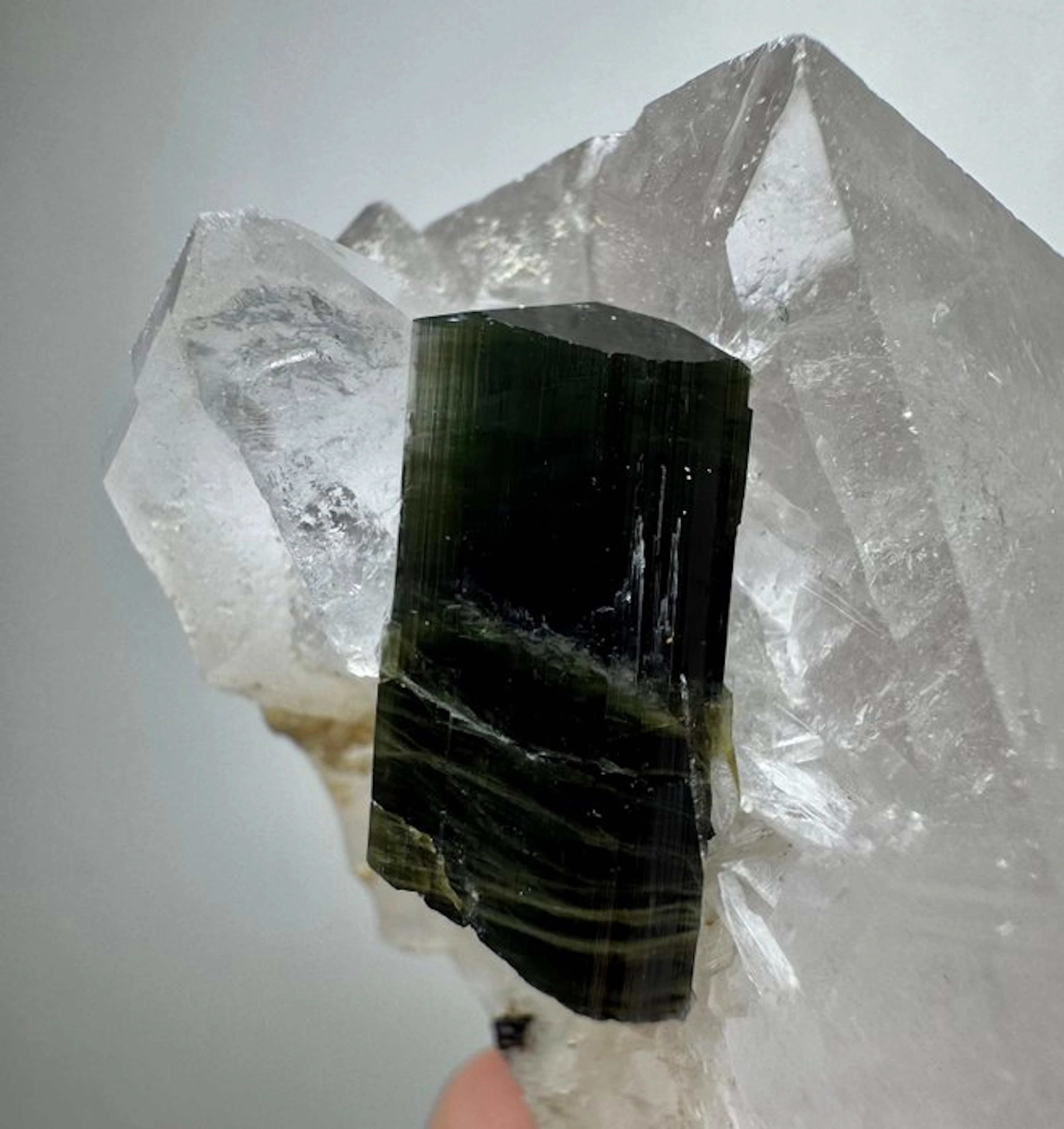 88 Gram. Top Quality Tourmaline Crystal On Quartz Crystal...