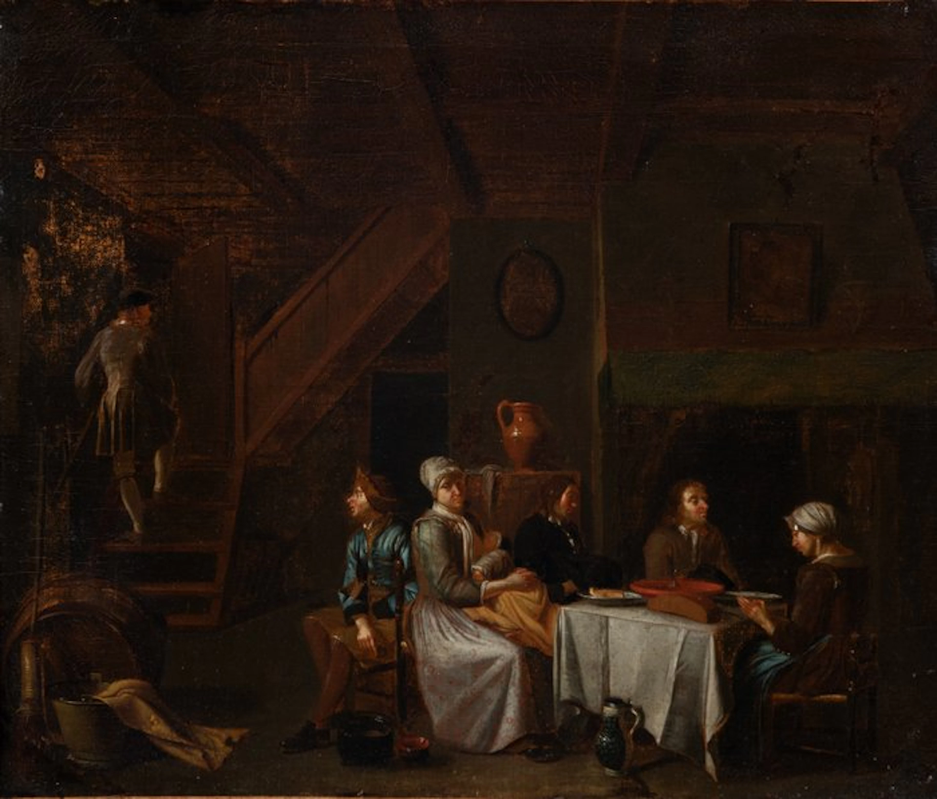 Hendrik Govaerts (1669-1720) - Interieur Tafereel - NO RESERVE
