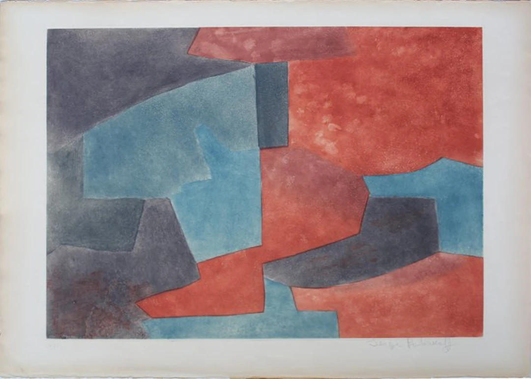 Serge Poliakoff (1900-1969) - Composition en gris, bleu et rouge