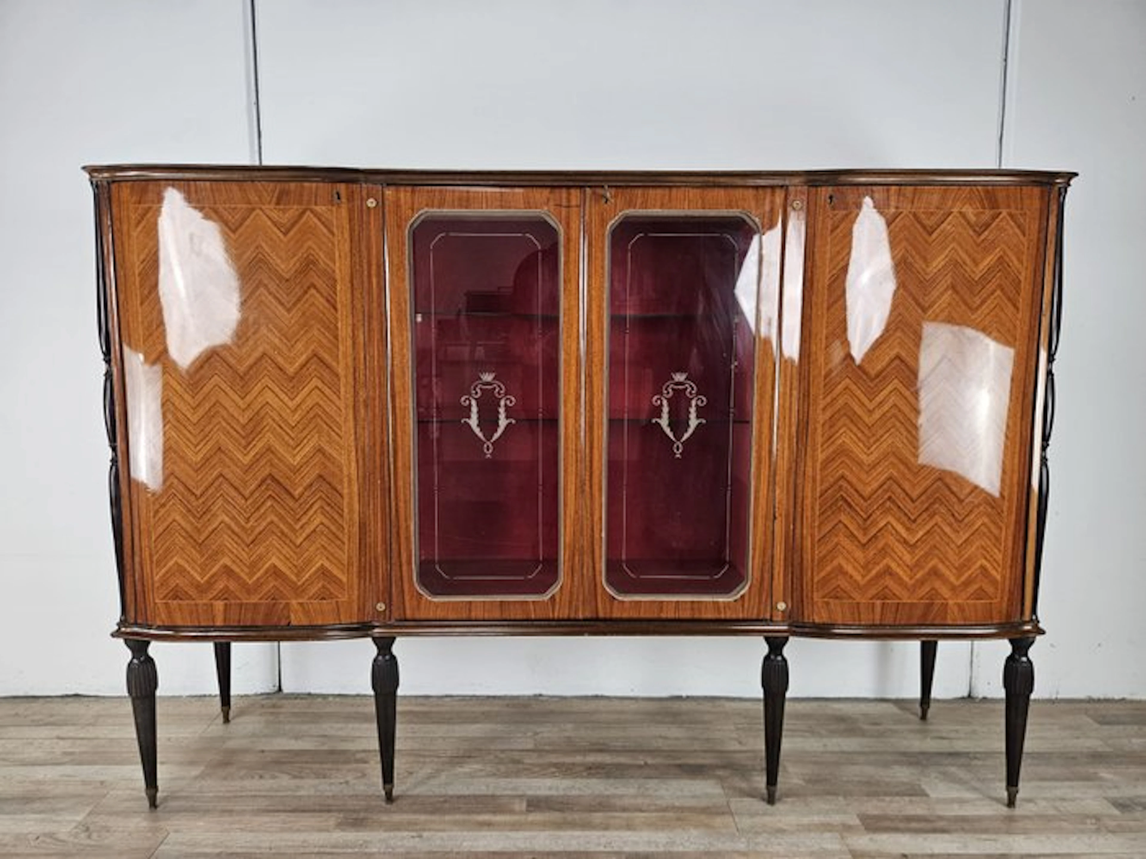 Display cabinet - Walnut display cabinet with glazed...