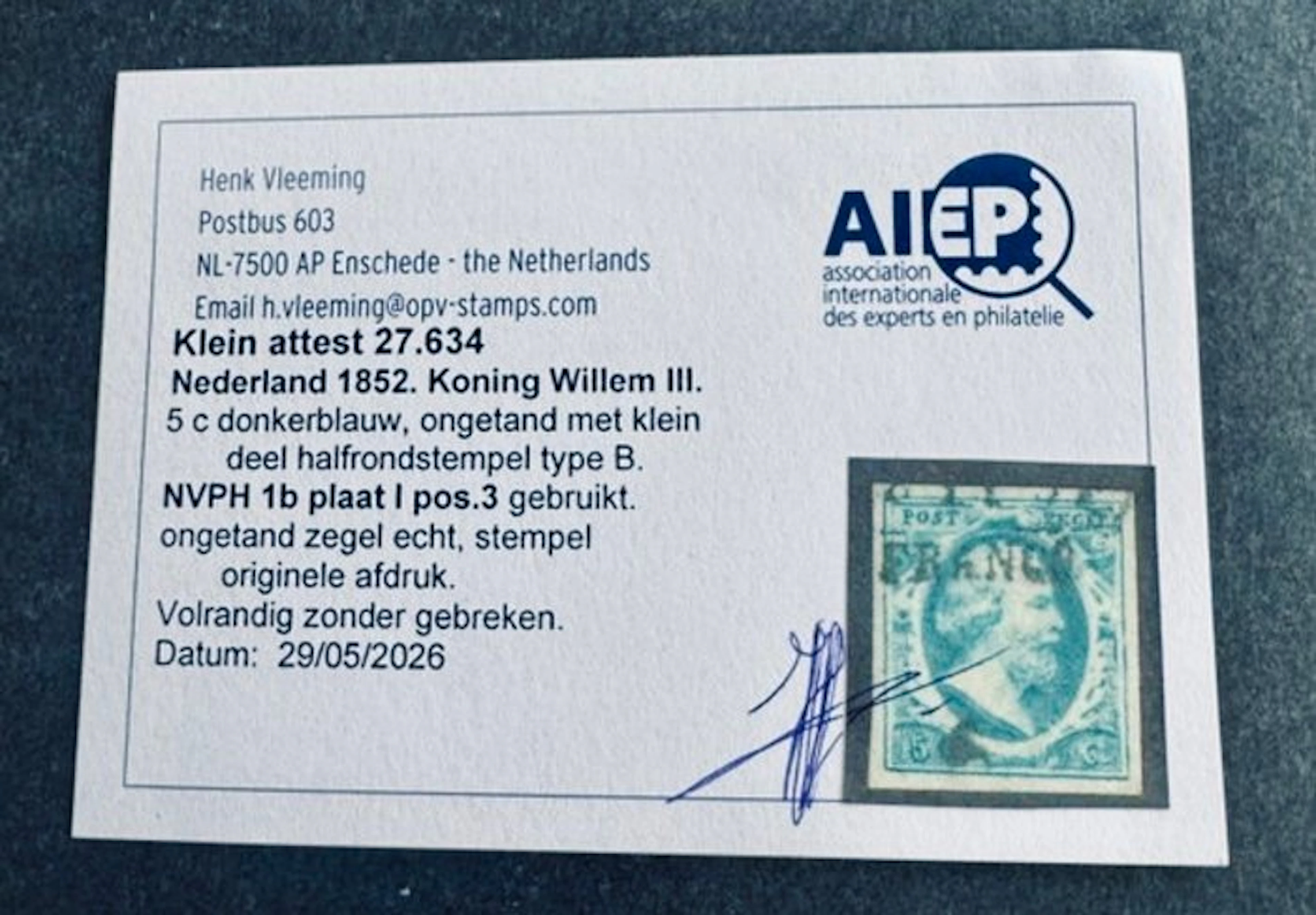 Netherlands 1852 - King William III (2x with Vleeming...