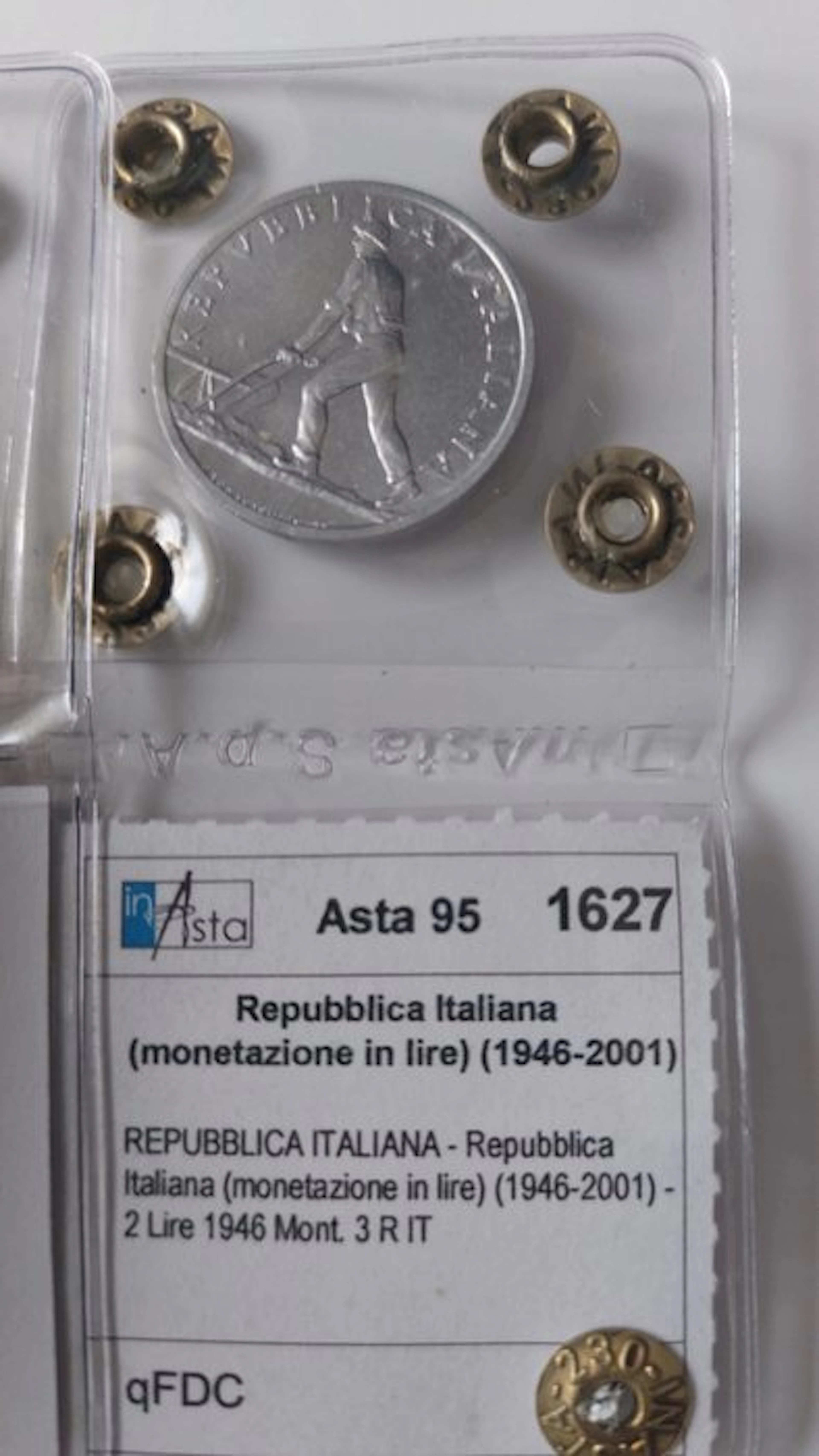 Italy, Republic 2 Lire 1946 "Spiga" + 2 Lire...