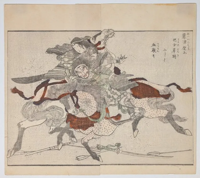 Tomoe Gozen at Awazu – Hokusai circle – Yanagawa...