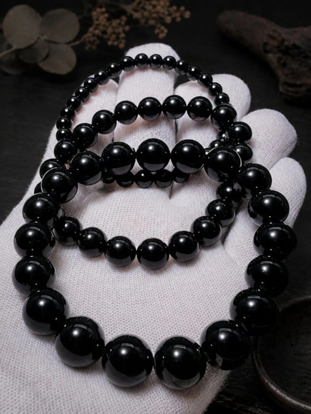 ***NO RESERVE*** Black Tourmaline Set of 3 Bracelets – Premium Quality