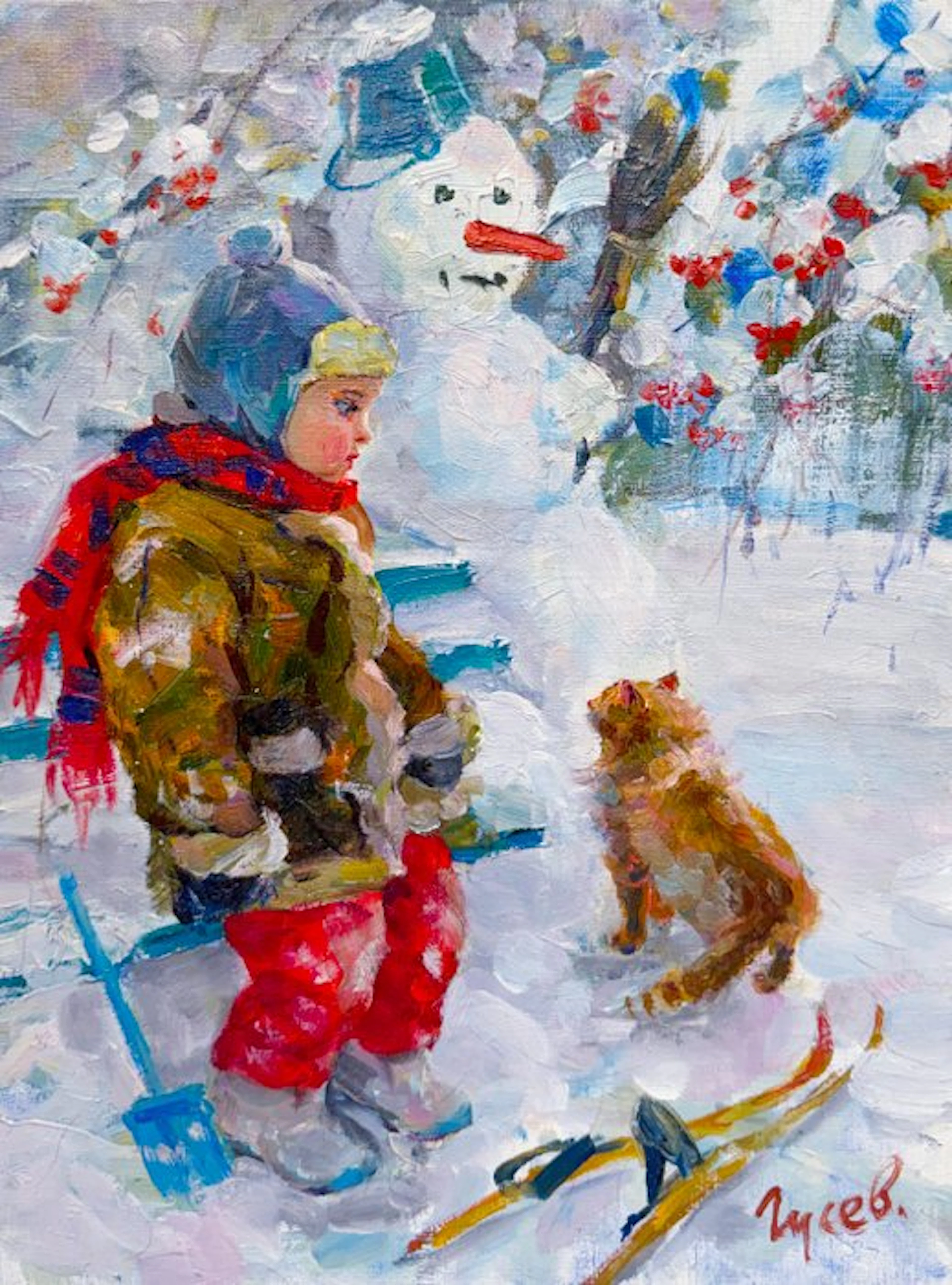 Vladimir Goussev (1957) - Promenade dans la Neige - Les Compagnons d'Hiver