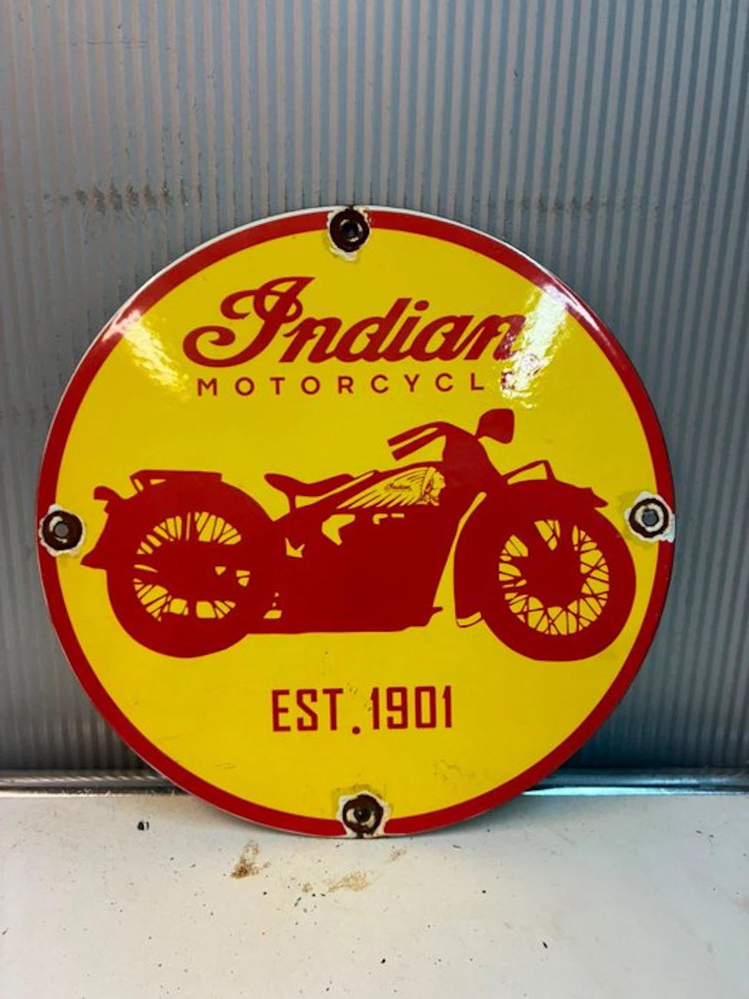 Indian Motorcycle – Klassiek Motor Emaille Reclamebord - Enamel sign - Enamel