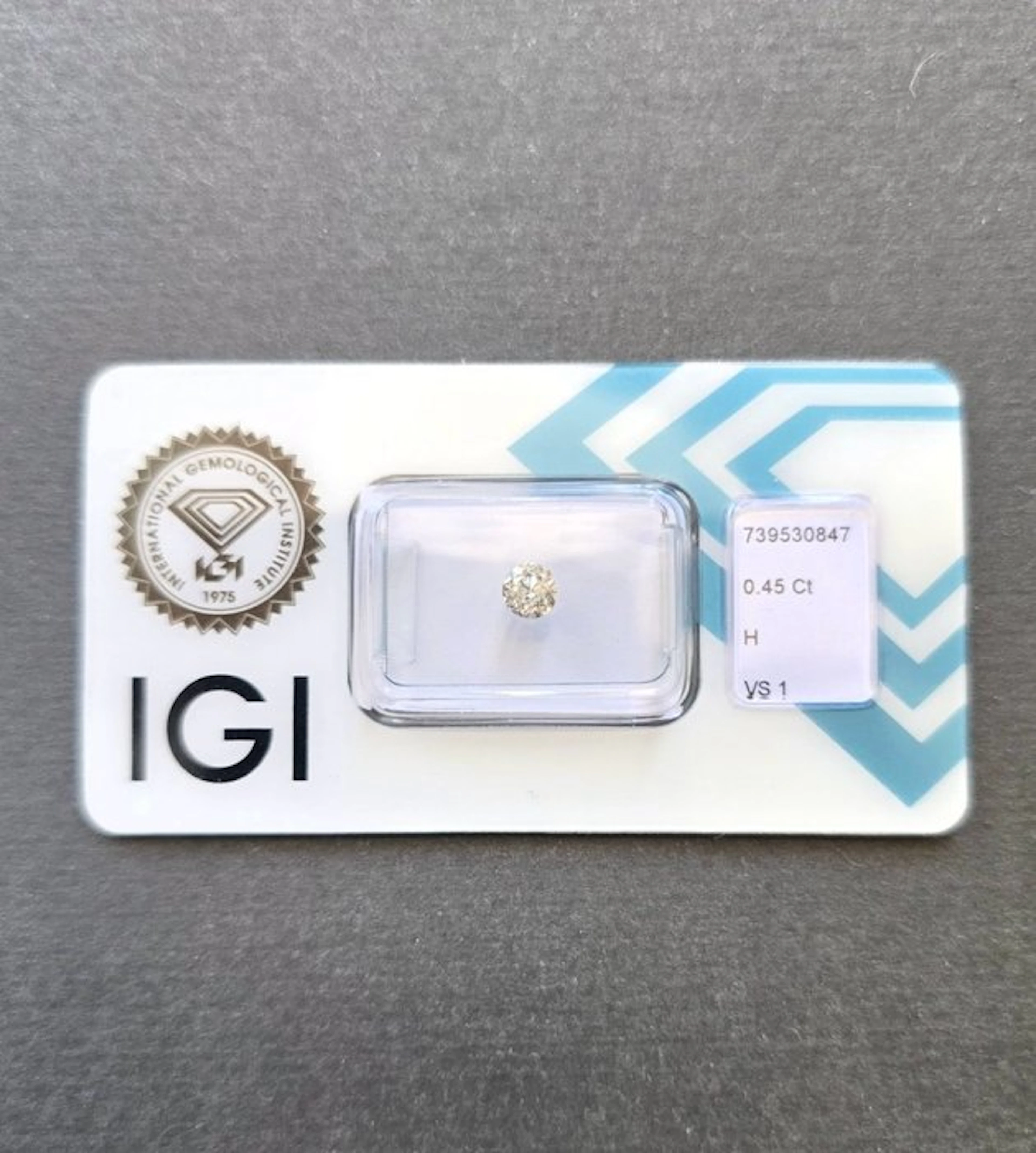 1 pcs Diamond (Natural) - 0,45 ct - Round - H - VS1...