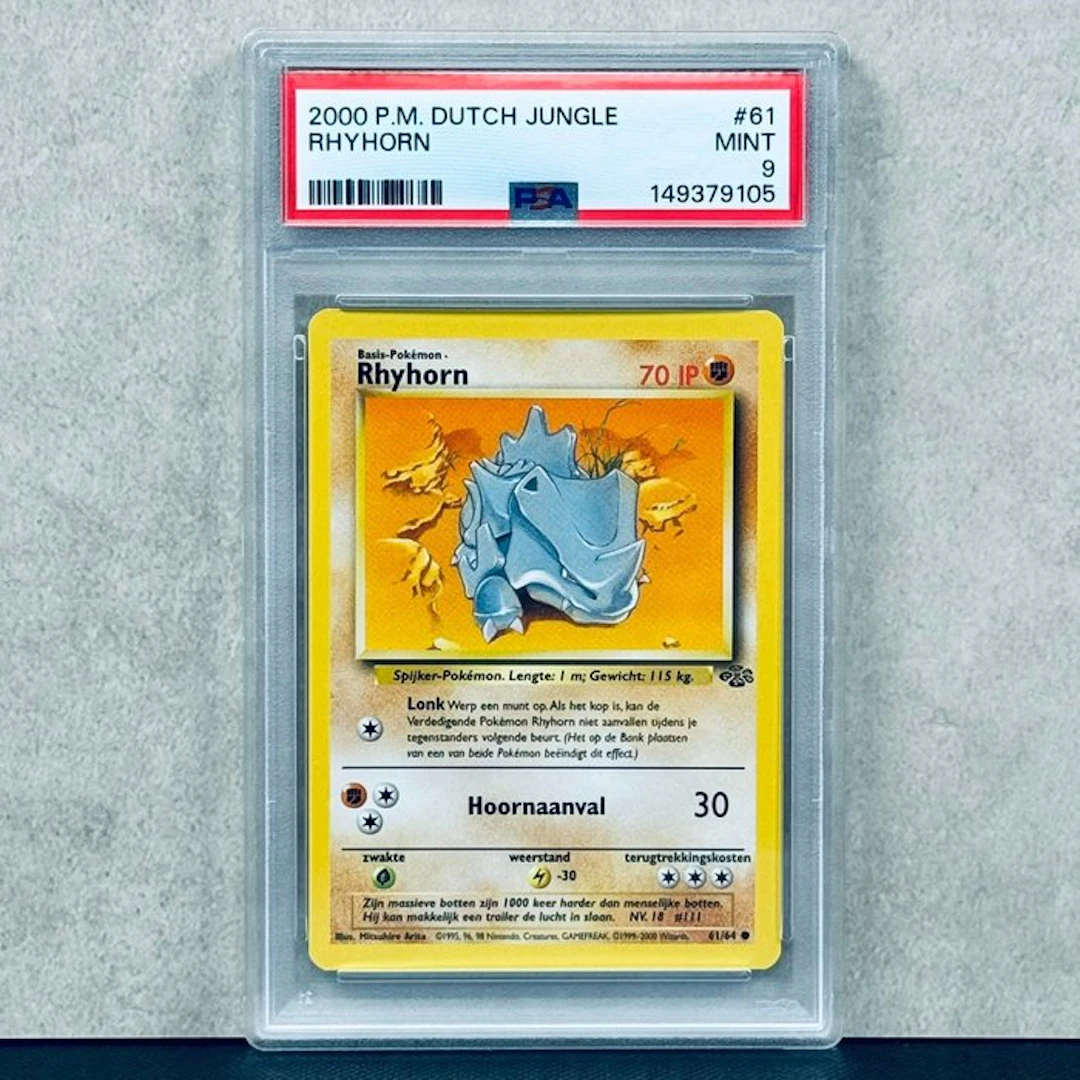 Pokémon Graded card - Rhyhorn #61 2000 P.M. DUTCH JUNGLE - Pokémon - PSA 9