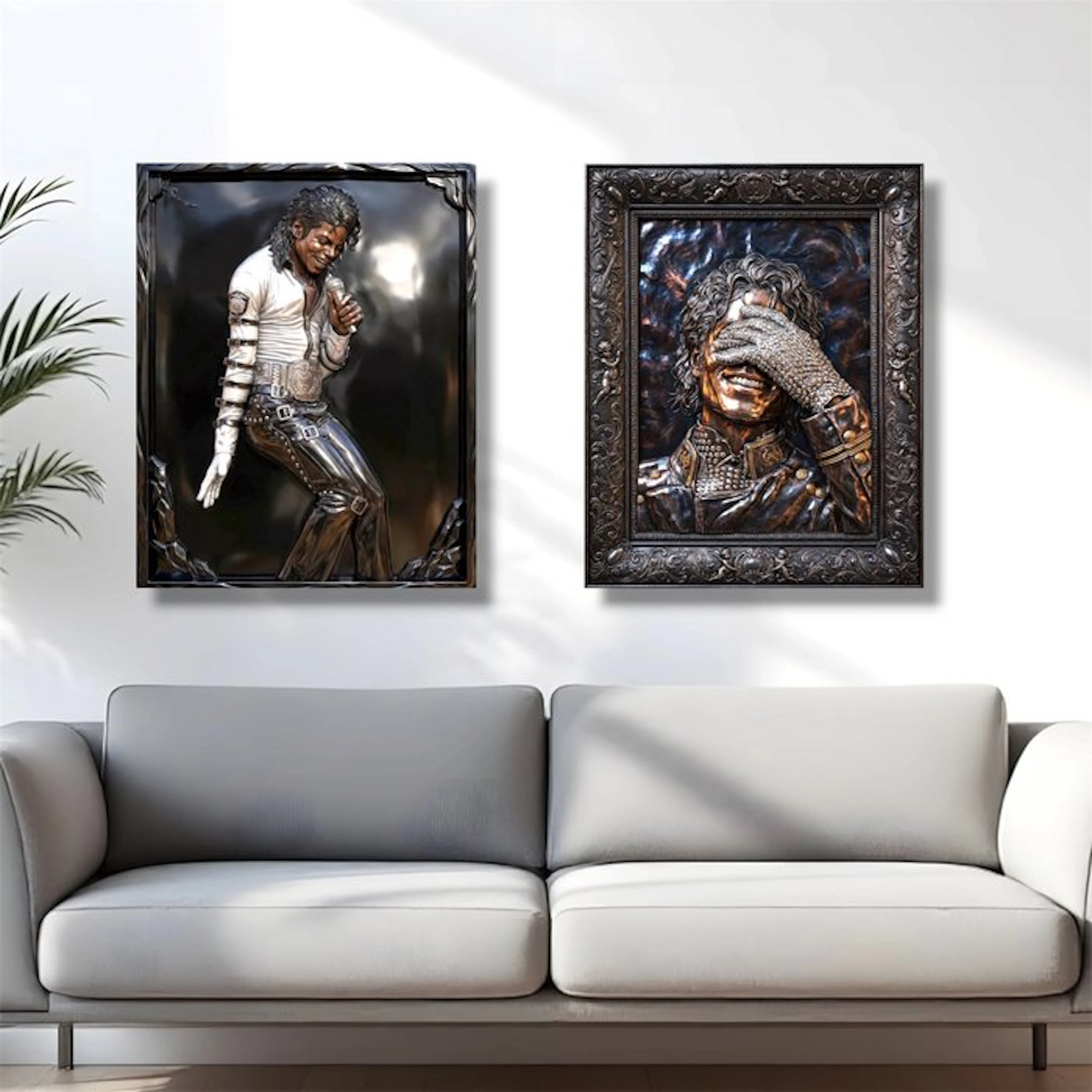 AT9 - Diptych: "Michael Jackson Metallic Live" & “Michael Jackson Bronze Smile”