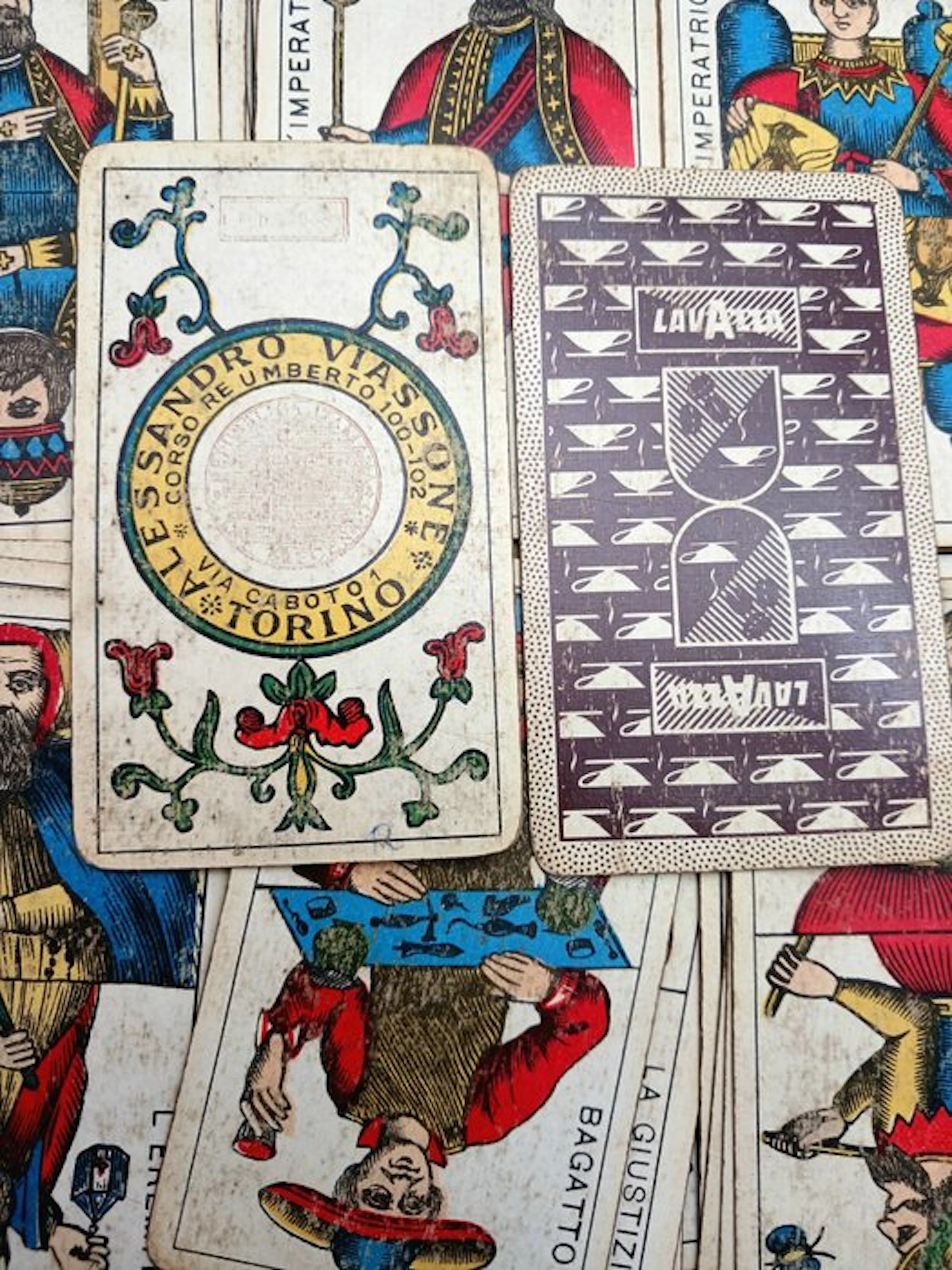 viassone - Tarot cards - Tarocco piemontese retro carta lavazza - Paper