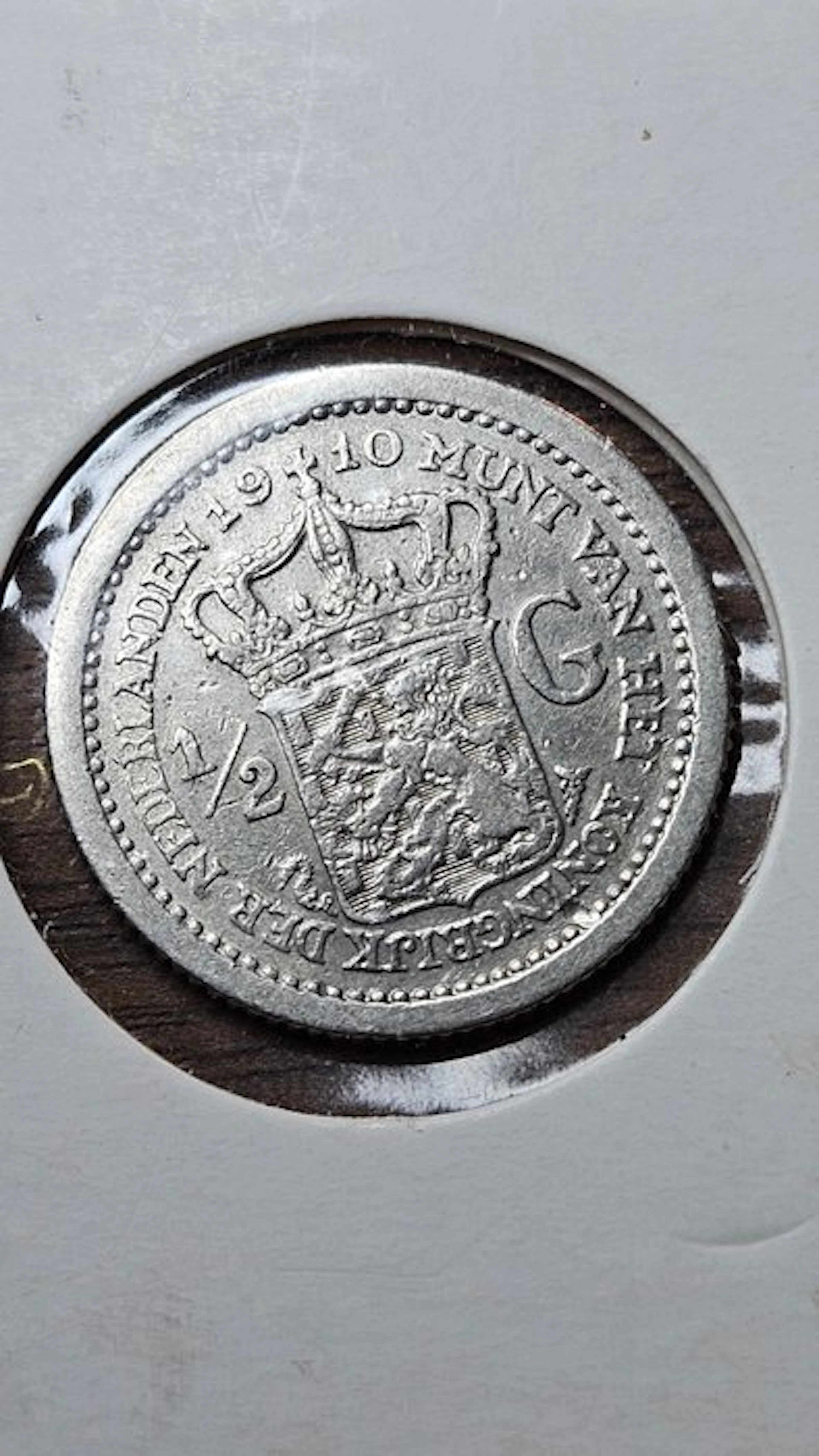 Netherlands. Wilhelmina. 1/2 Gulden 1910 (No reserve price)