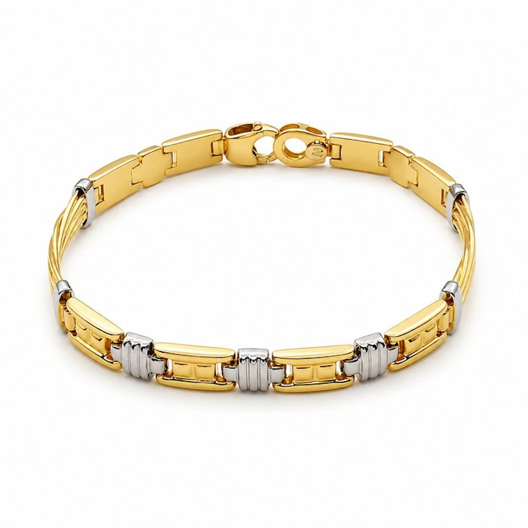 Bracelet - 18 kt. Yellow gold, White gold - Handmade - Made in Italy