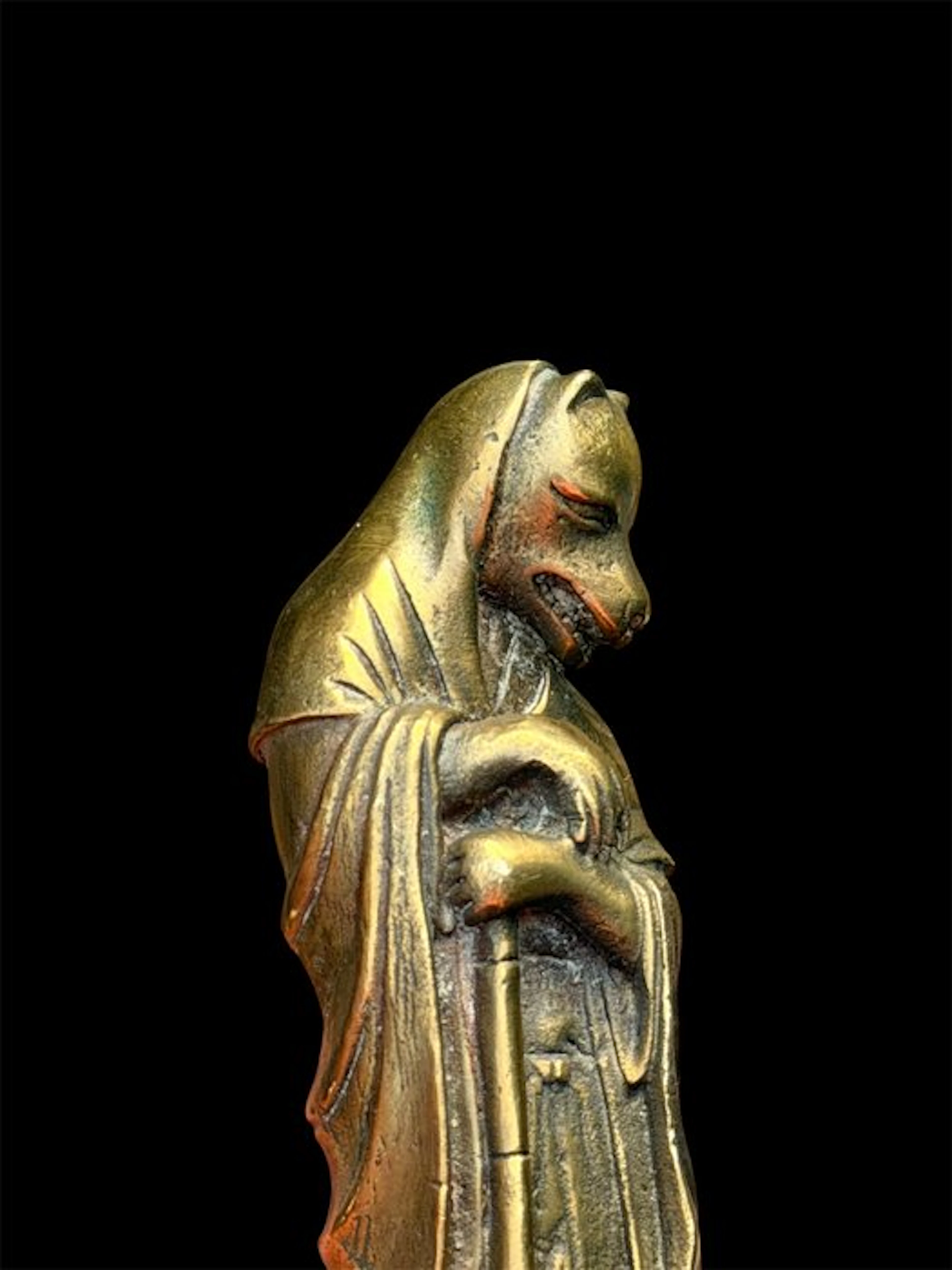 a fox dressed as a bronze priest - Japan - 20th century