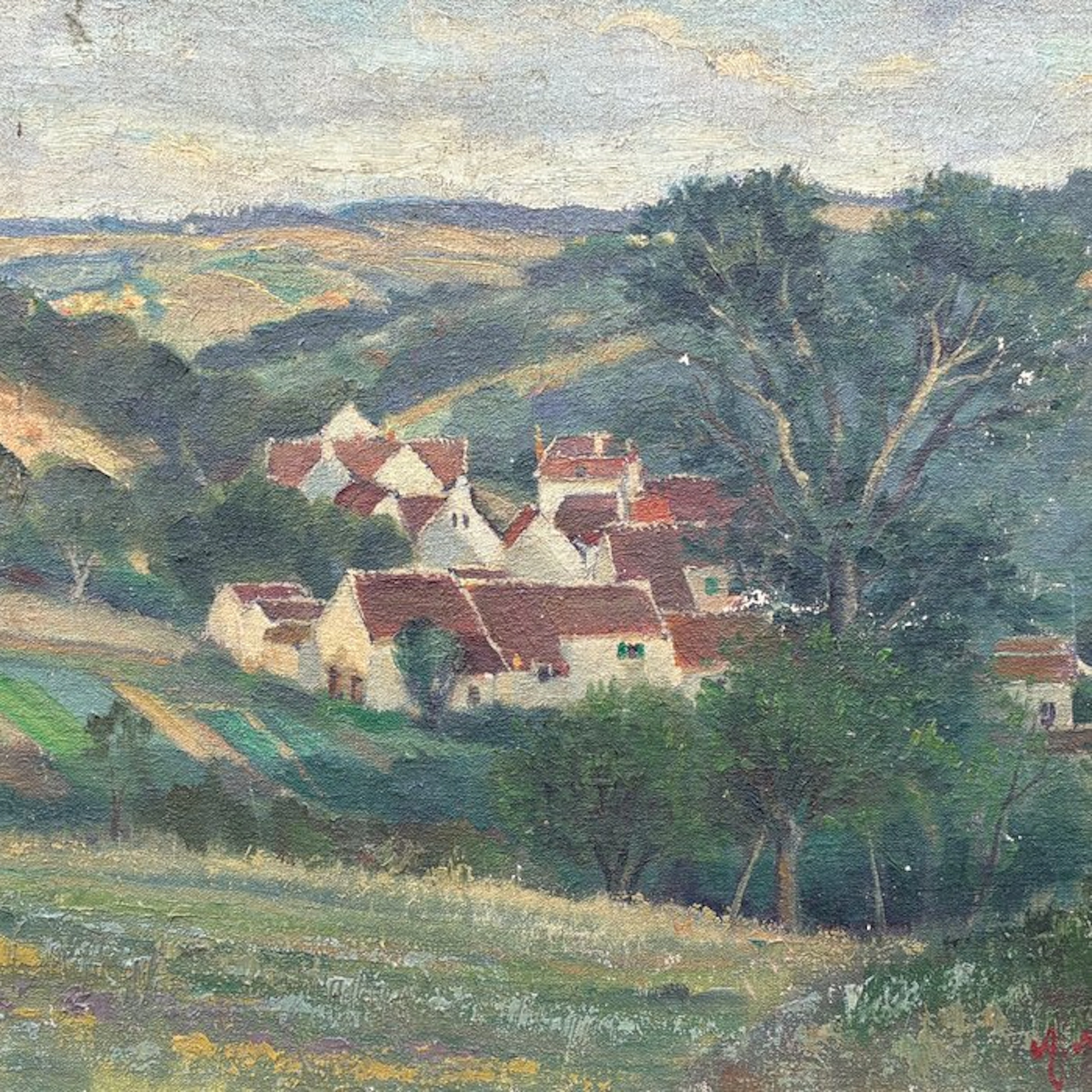 Augustin Memin (1910 - 1981) - Aisne - Paysage champêtre...