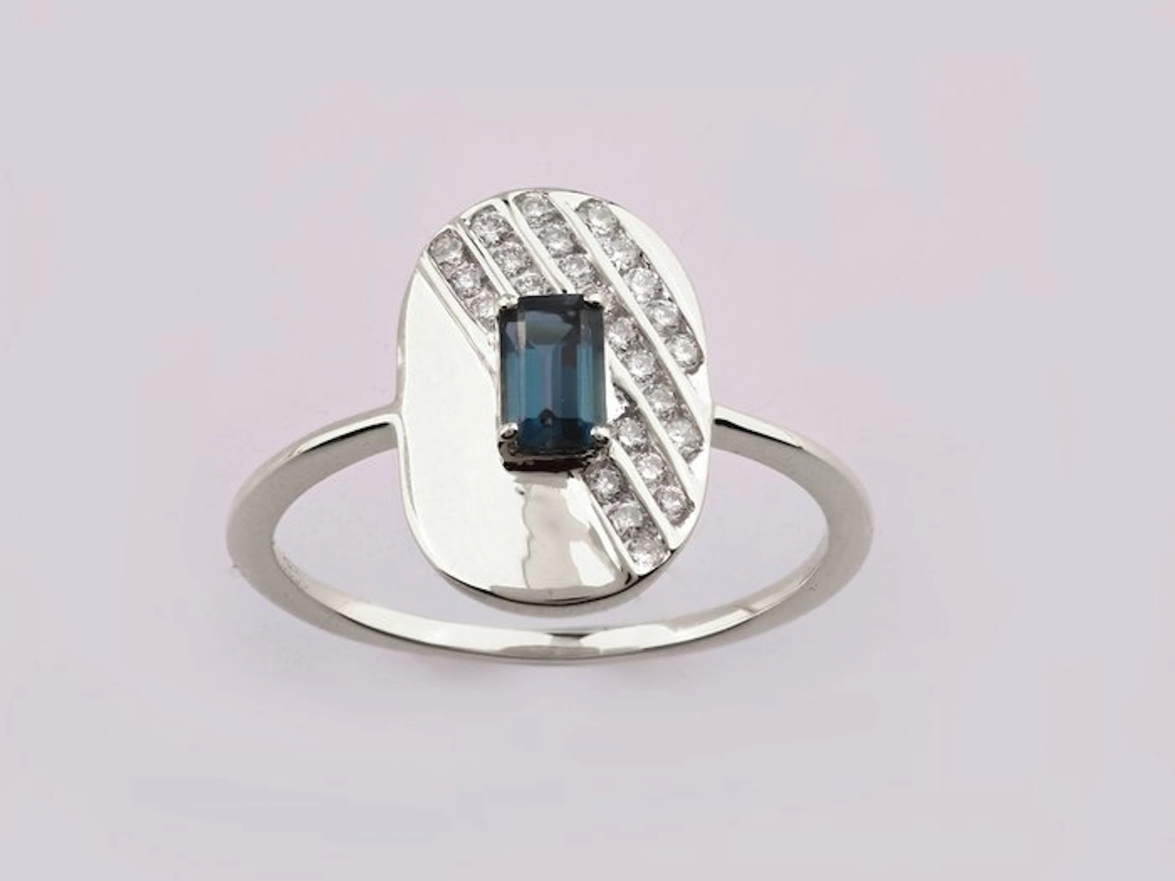 Ring - 14 kt. White gold - 0.52ct. tw. Topaz - Diamond