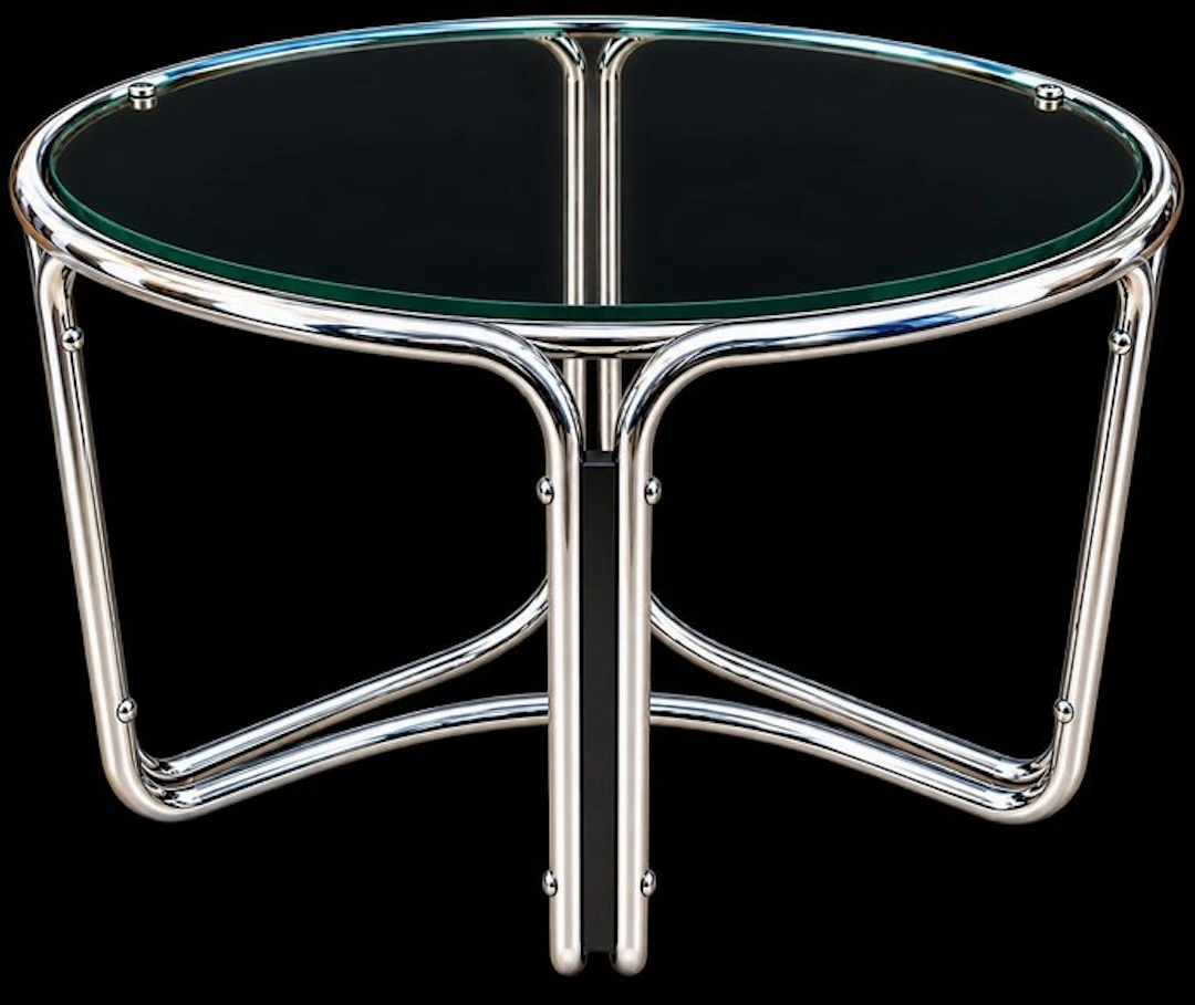 Dining table - Chrome, Glass - 1970s Round Chrome Table