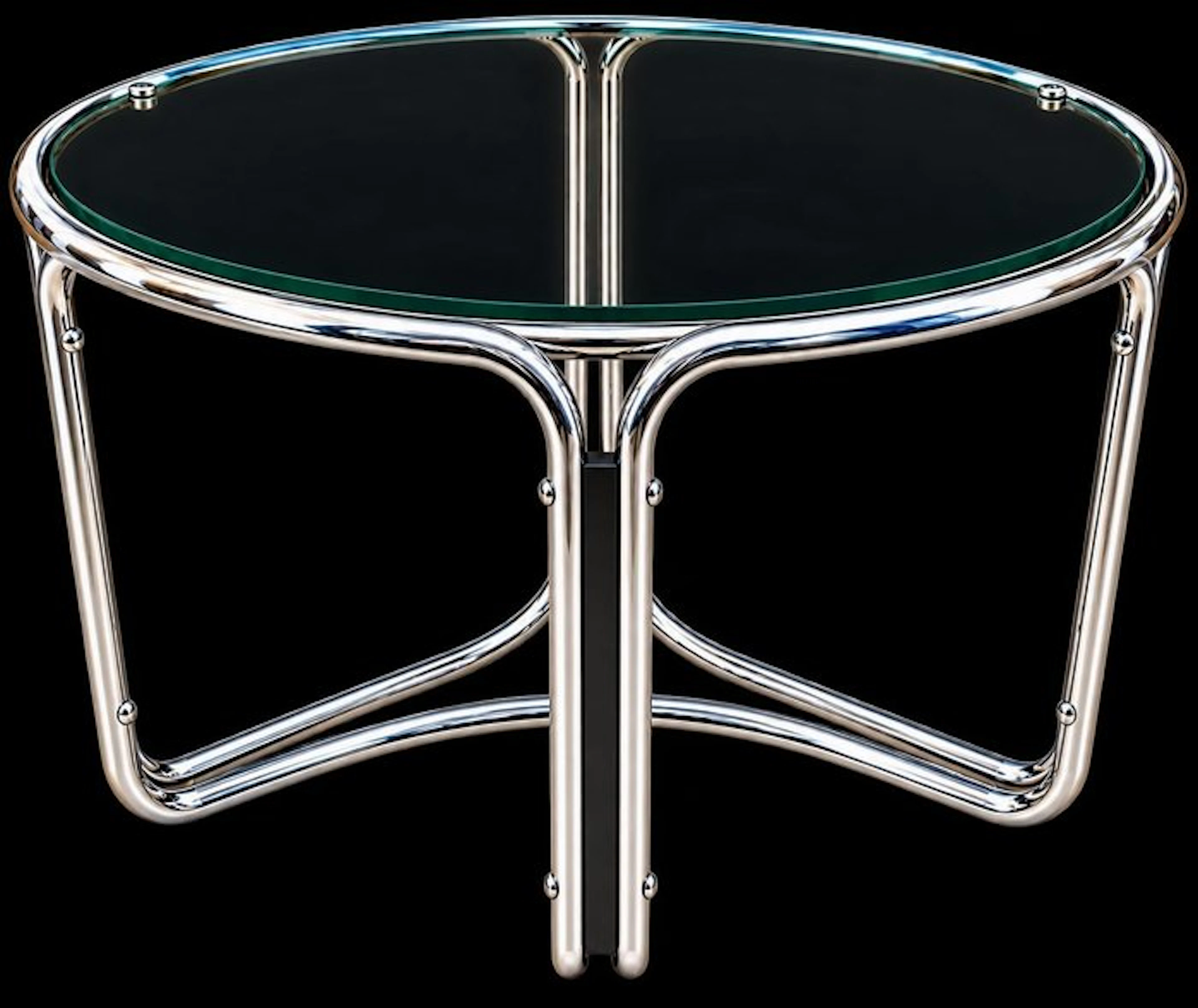 Dining table - Chrome, Glass - 1970s Round Chrome Table