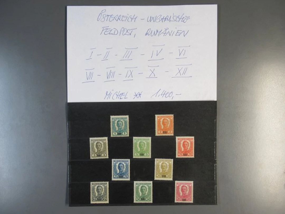 Unspent Austrian-Hungarian field postage stamps for Romania