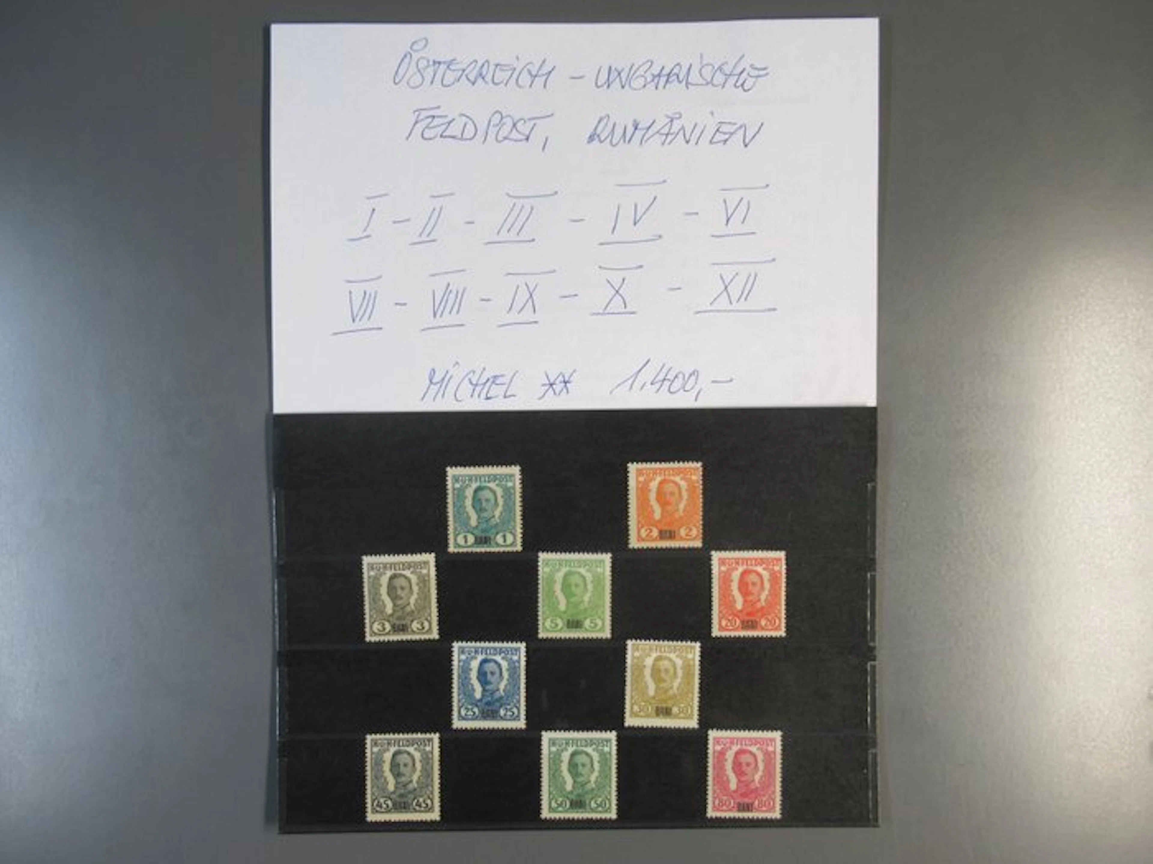 Unspent Austrian-Hungarian field postage stamps for Romania