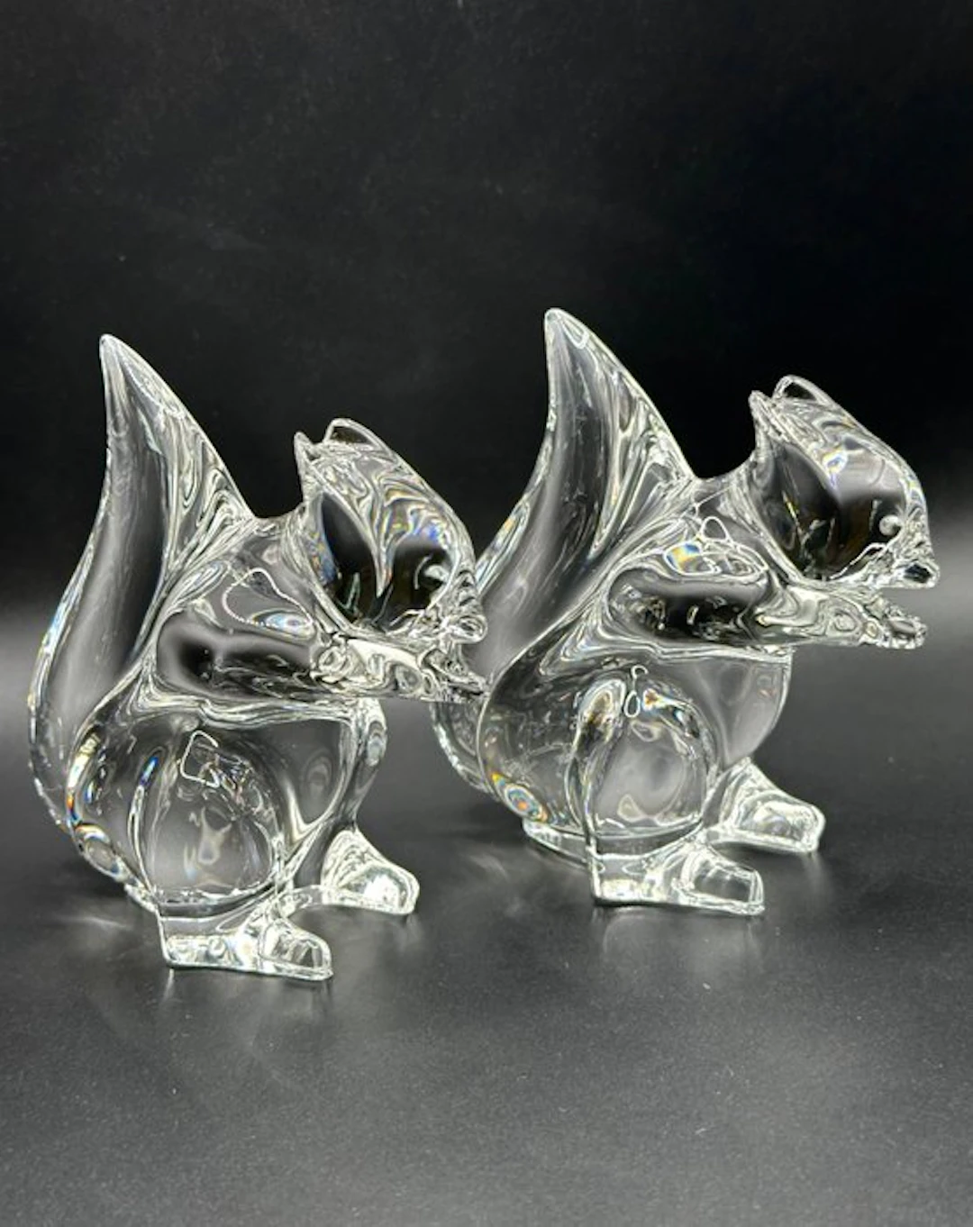 Cristal Saint Louis - Paperweight (2) - Paire écureuil assis - Crystal