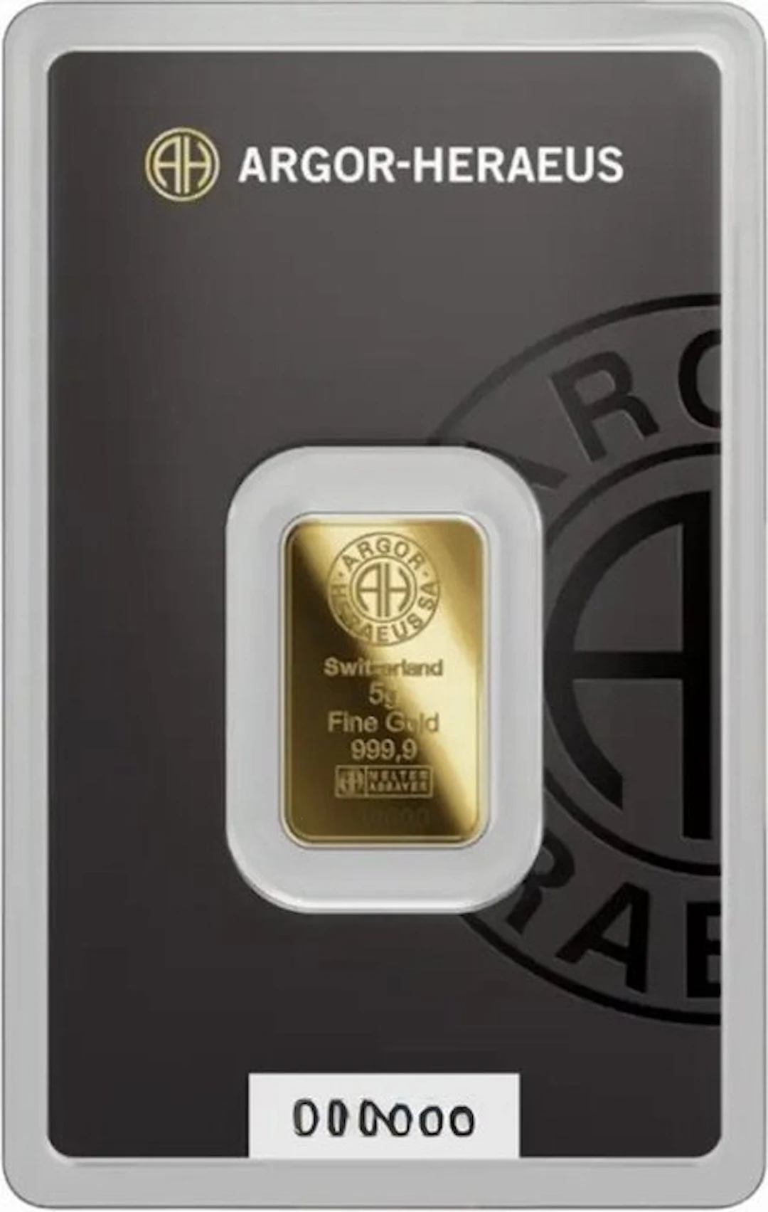 5 grams - Gold .999 - Argor-Heraeus, Switzerland - Sealed & with certificate
