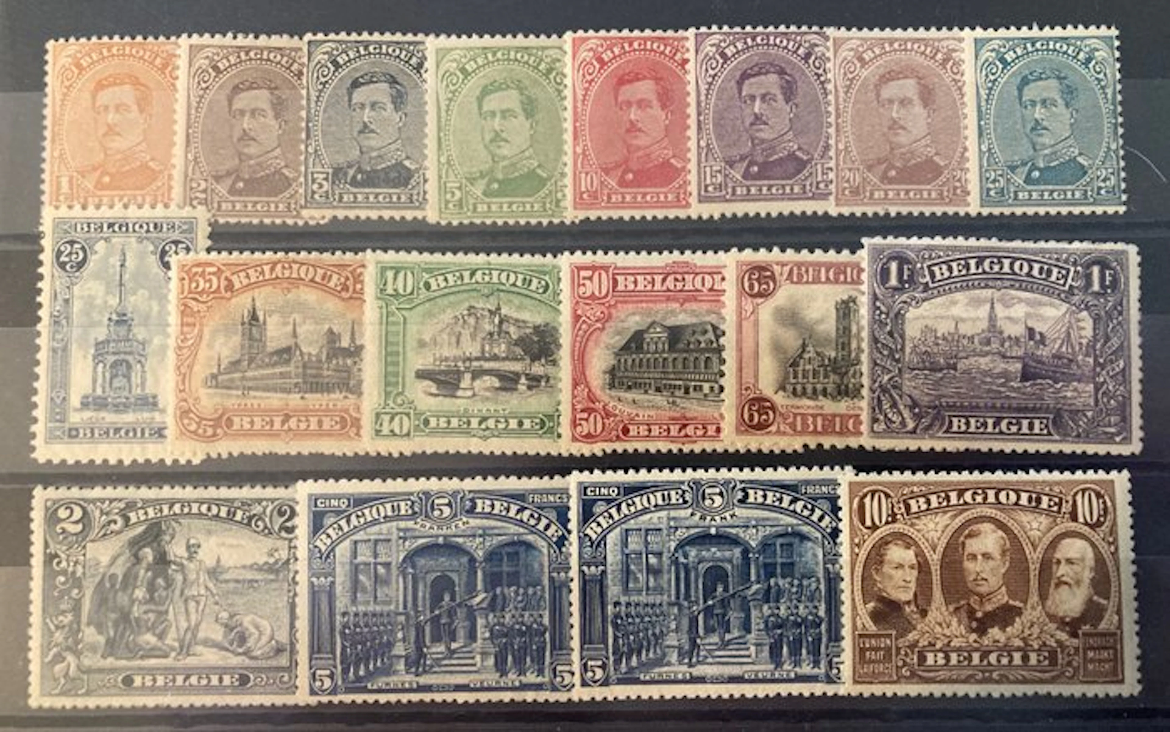 Belgium 1915 - Complete set with Veurne '5 FRANKEN' - OBP/COB 135/49