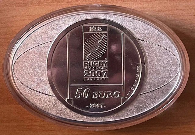France. 50 Euro 2007 "Rugby - Coupe du Monde 2007" (1 kg coin + 1