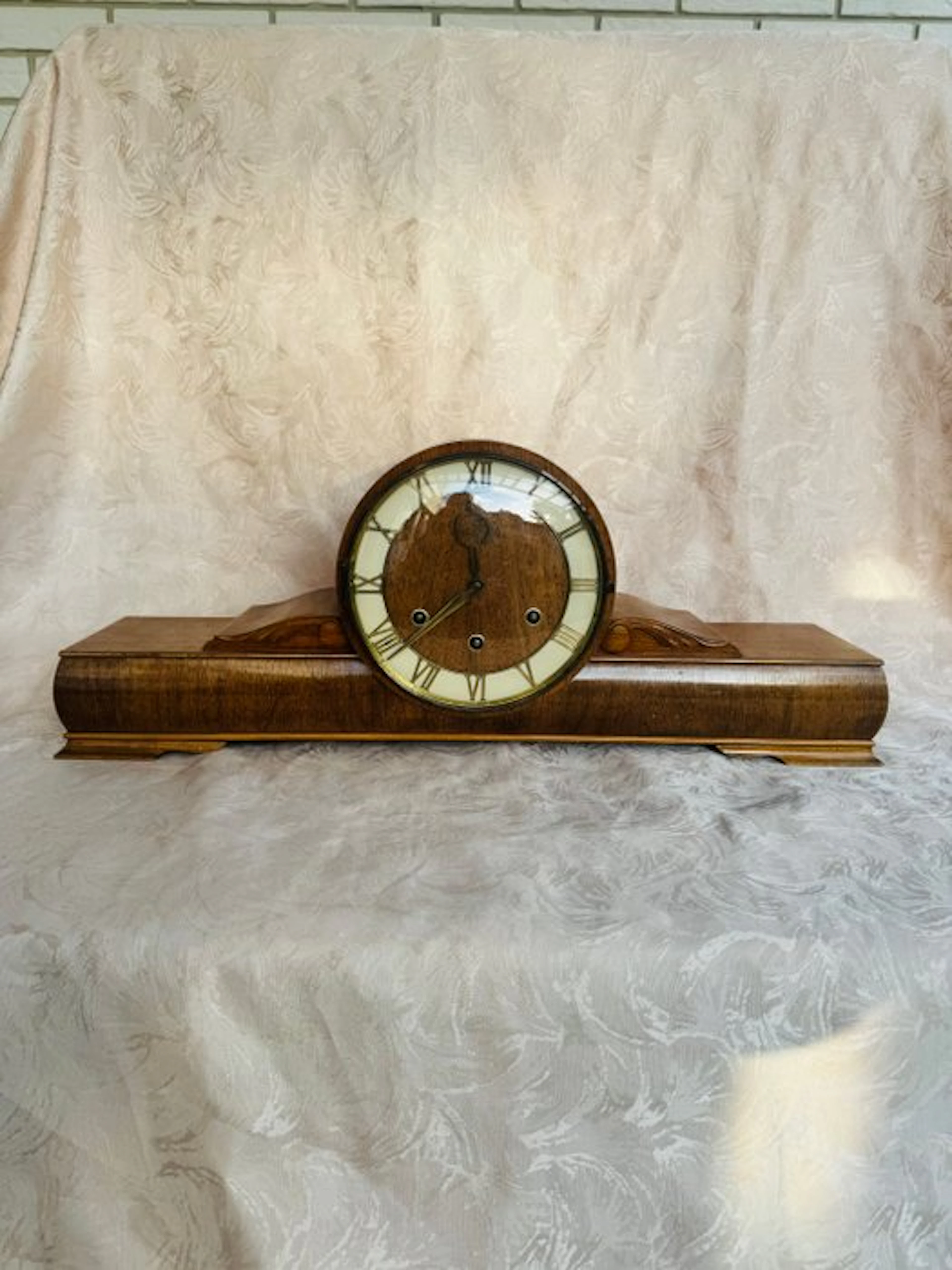 Table/desk clock - uhrenfabrik Suevia - Brass, Glass, Wood - 1950-1960