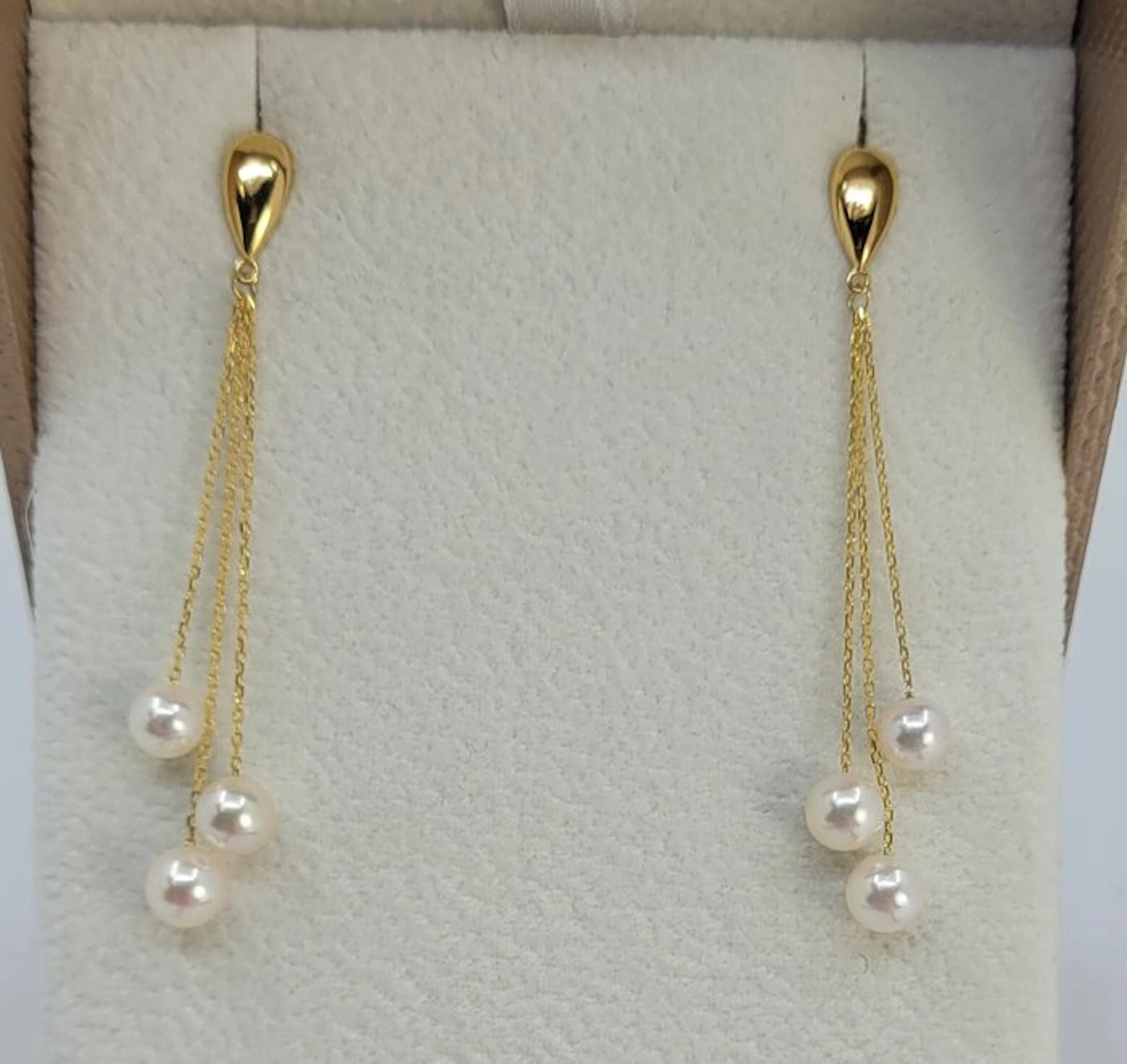 Earrings - 18 kt. Yellow gold - 5mm Akoya Pearls