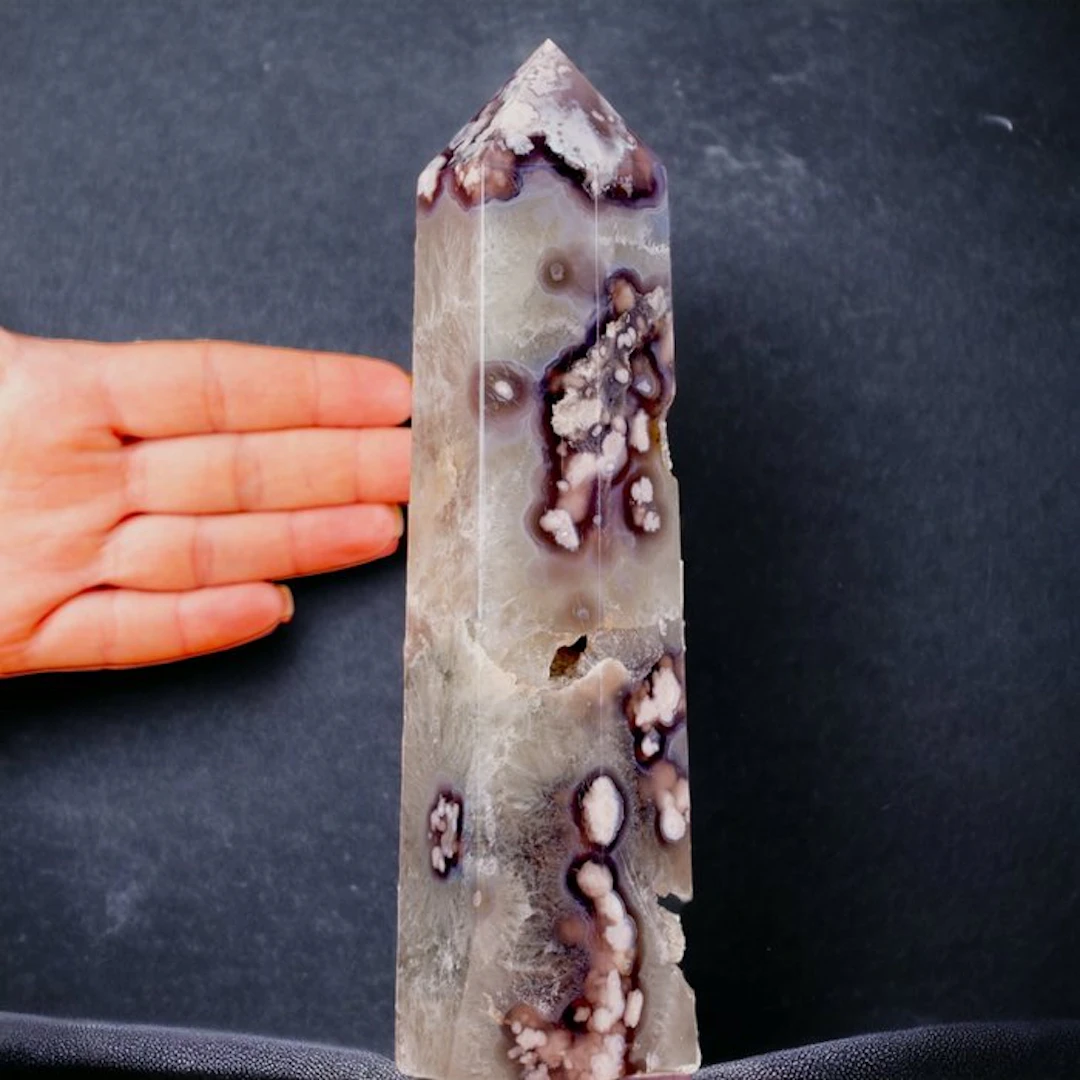 Flowering Agate Tower - Sakura Agate Obelisk - Height...