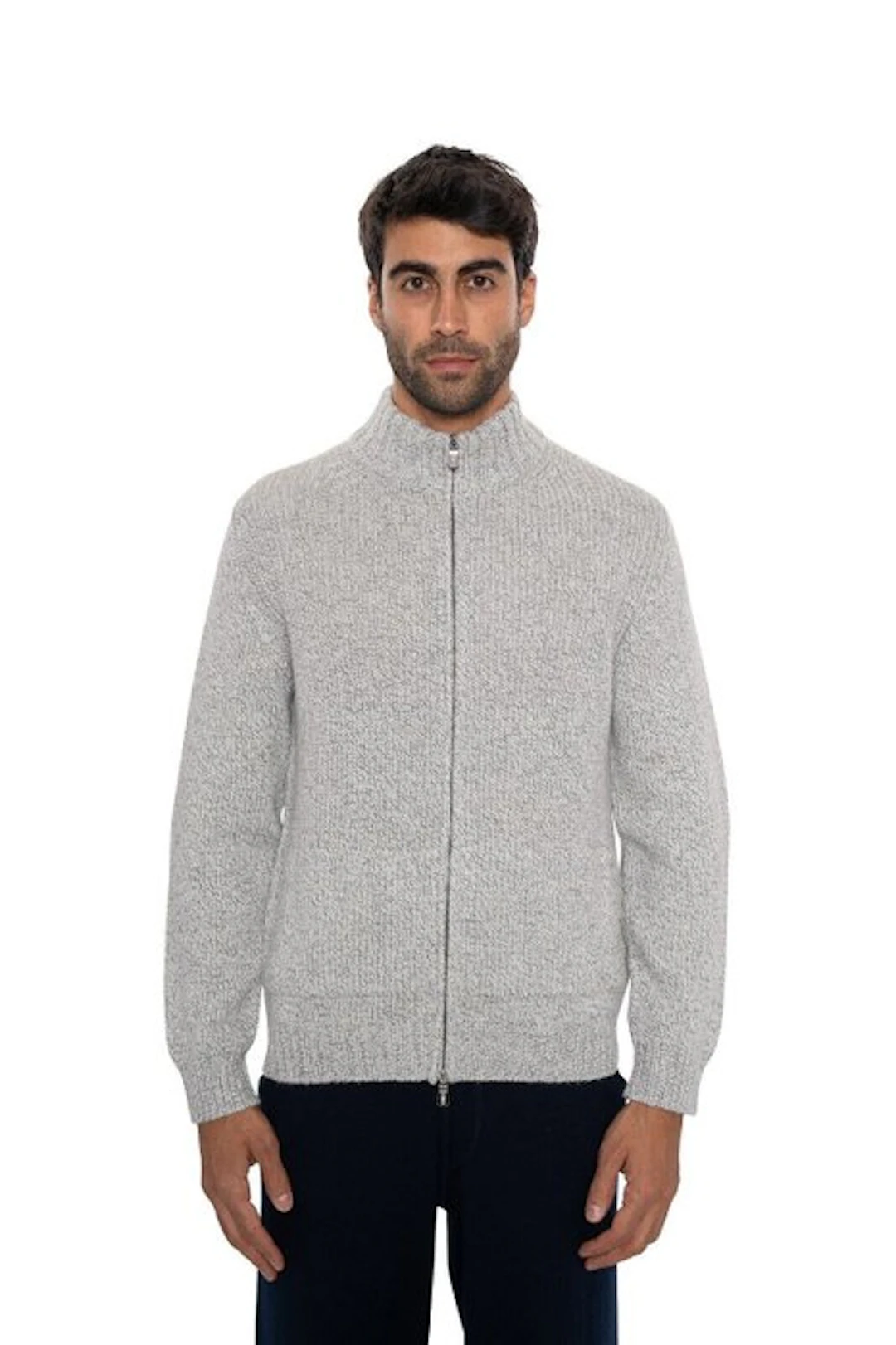 FEDELI CASHMERE - 50 IT - "Malfilè" Gray Cardigan Jacket...