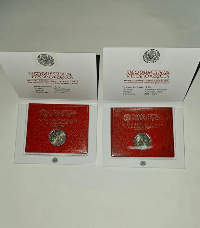 Vatican. 2 Euro 2024 "Tommaso D'Aquino" + "Guglielmo...