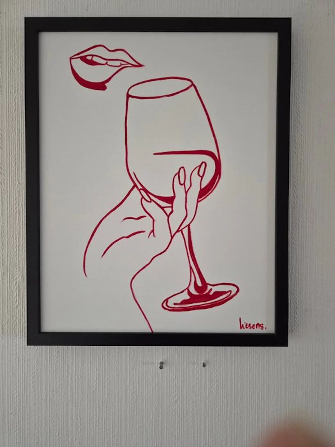 Liesens - Wine Wine Wine (handpainted on canvas) met lijst