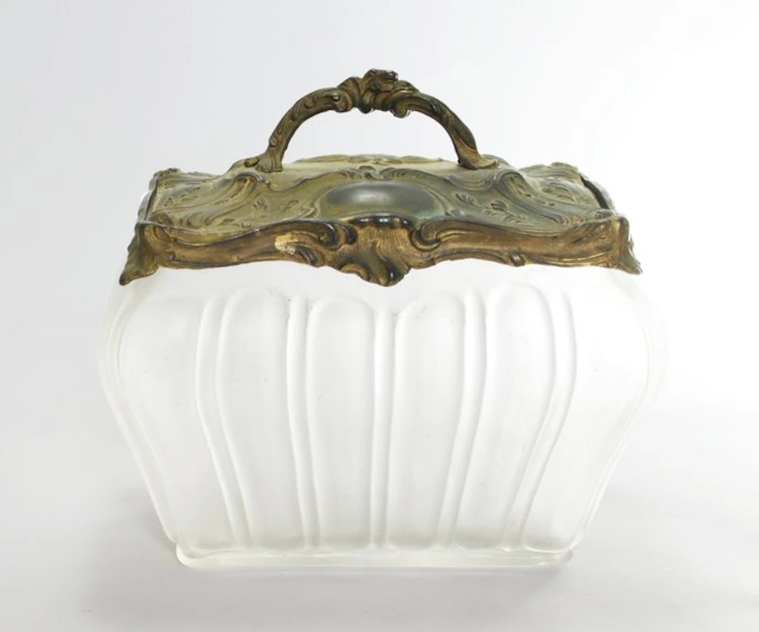 Cookie jar - Art Nouveau - frosted glass