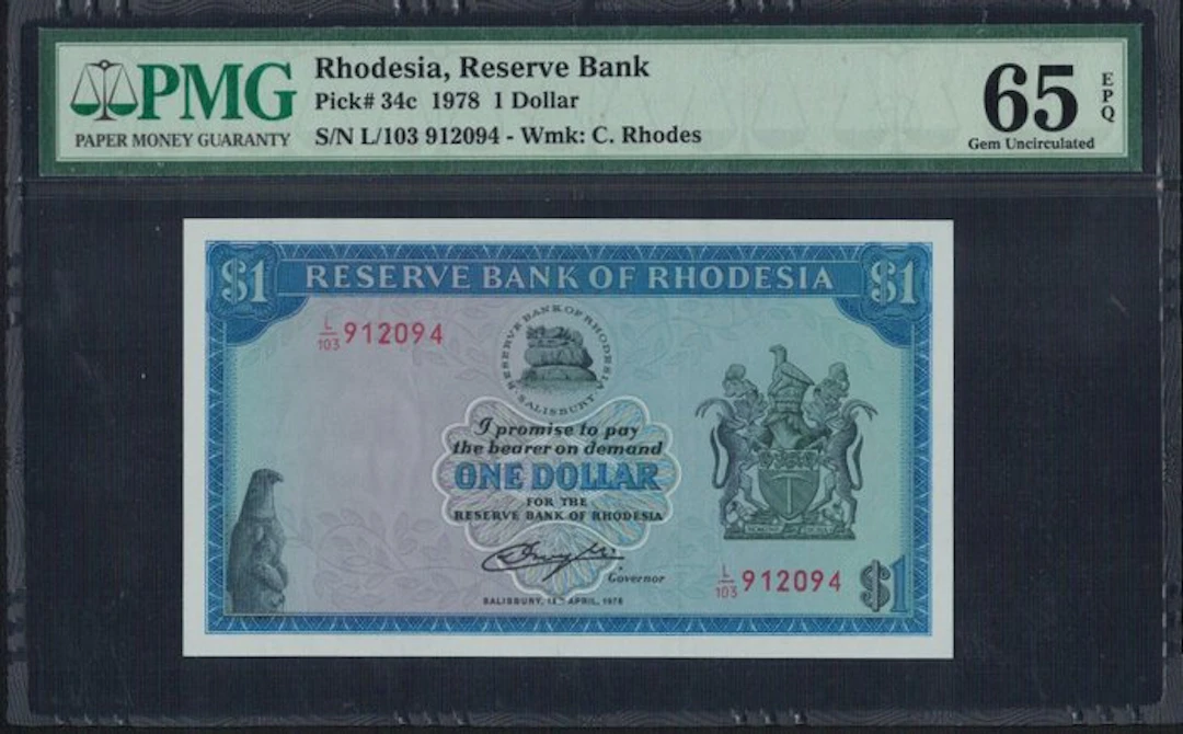 Rhodesia. - 1 Dollar 1978 - Pick 34c (No reserve price)