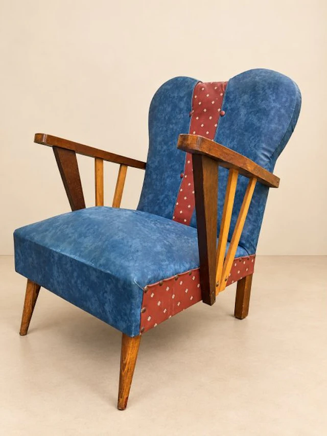 Children's chair - Leather, Wood, Vinyl - Vintage-Scandinavian